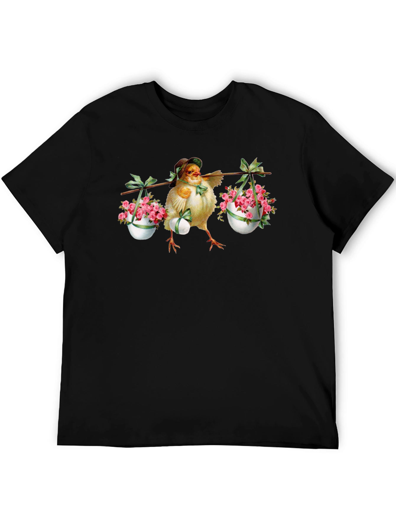 Chick with Easter Eggs & Flowers Graphic Tee