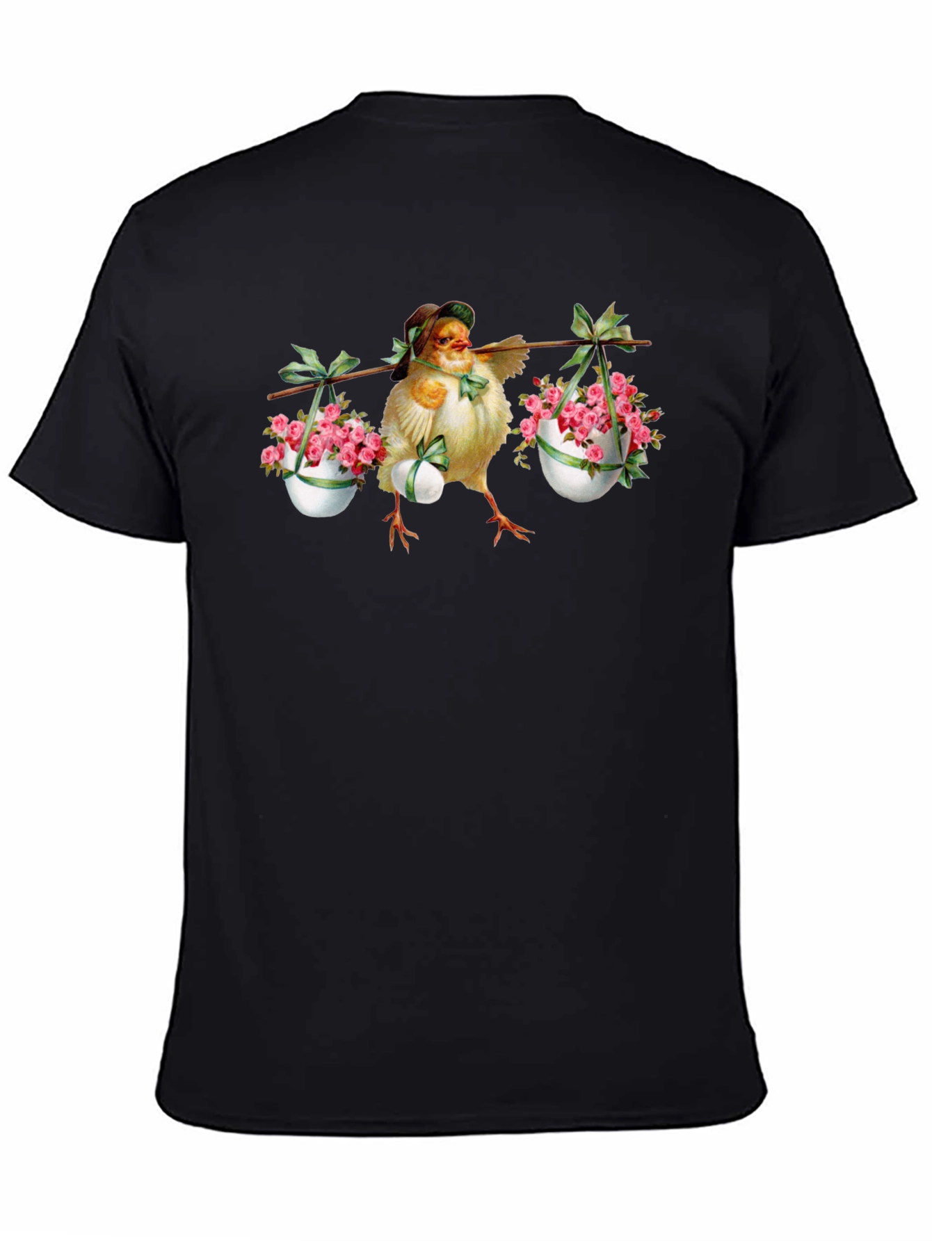 Chick with Easter Eggs & Flowers Graphic Tee
