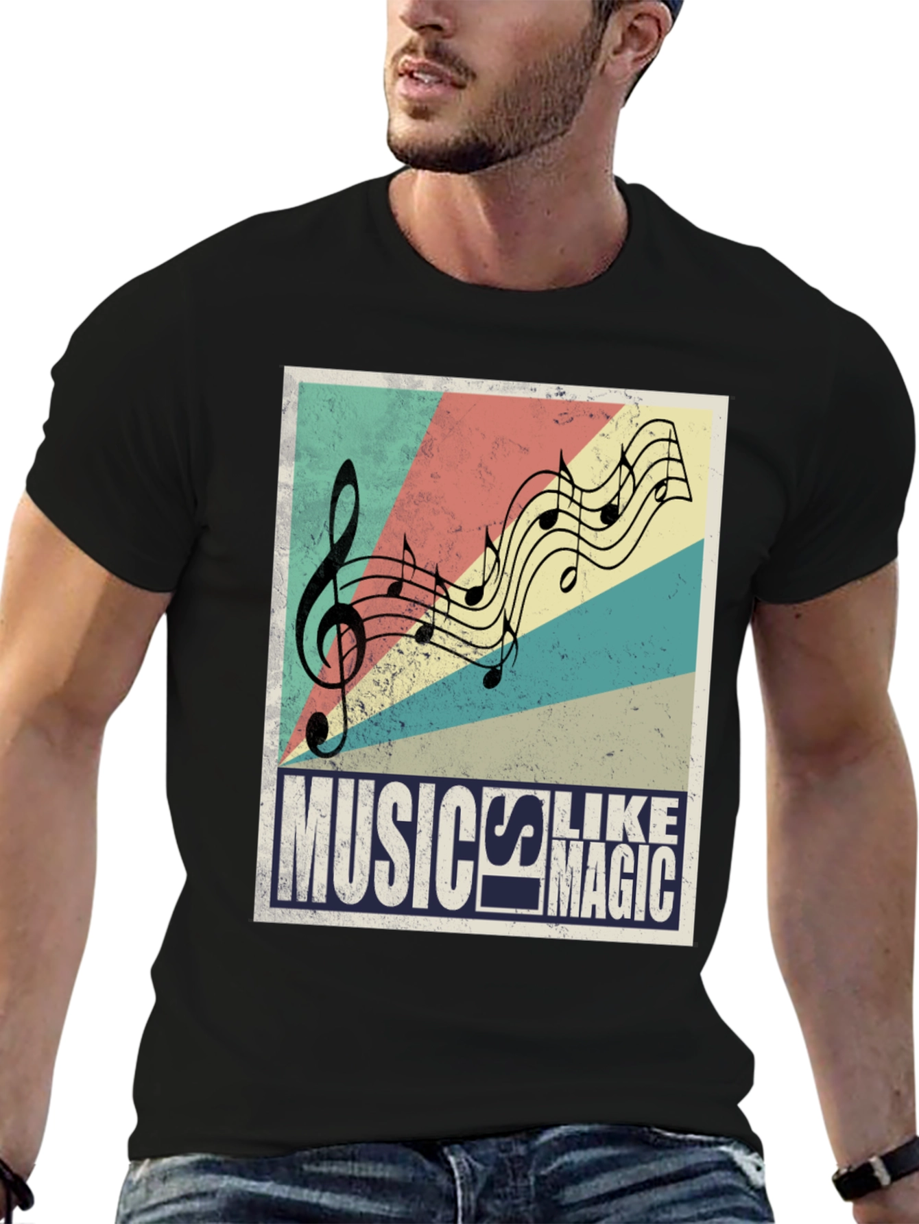 Music is Magic Black Graphic T-Shirt