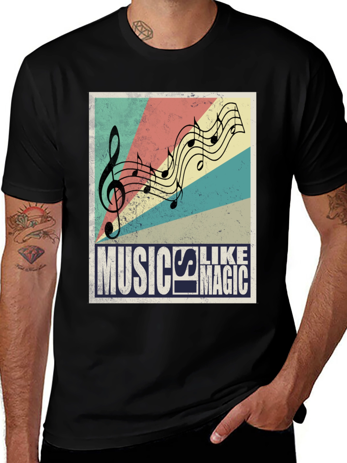 Music is Magic Black Graphic T-Shirt
