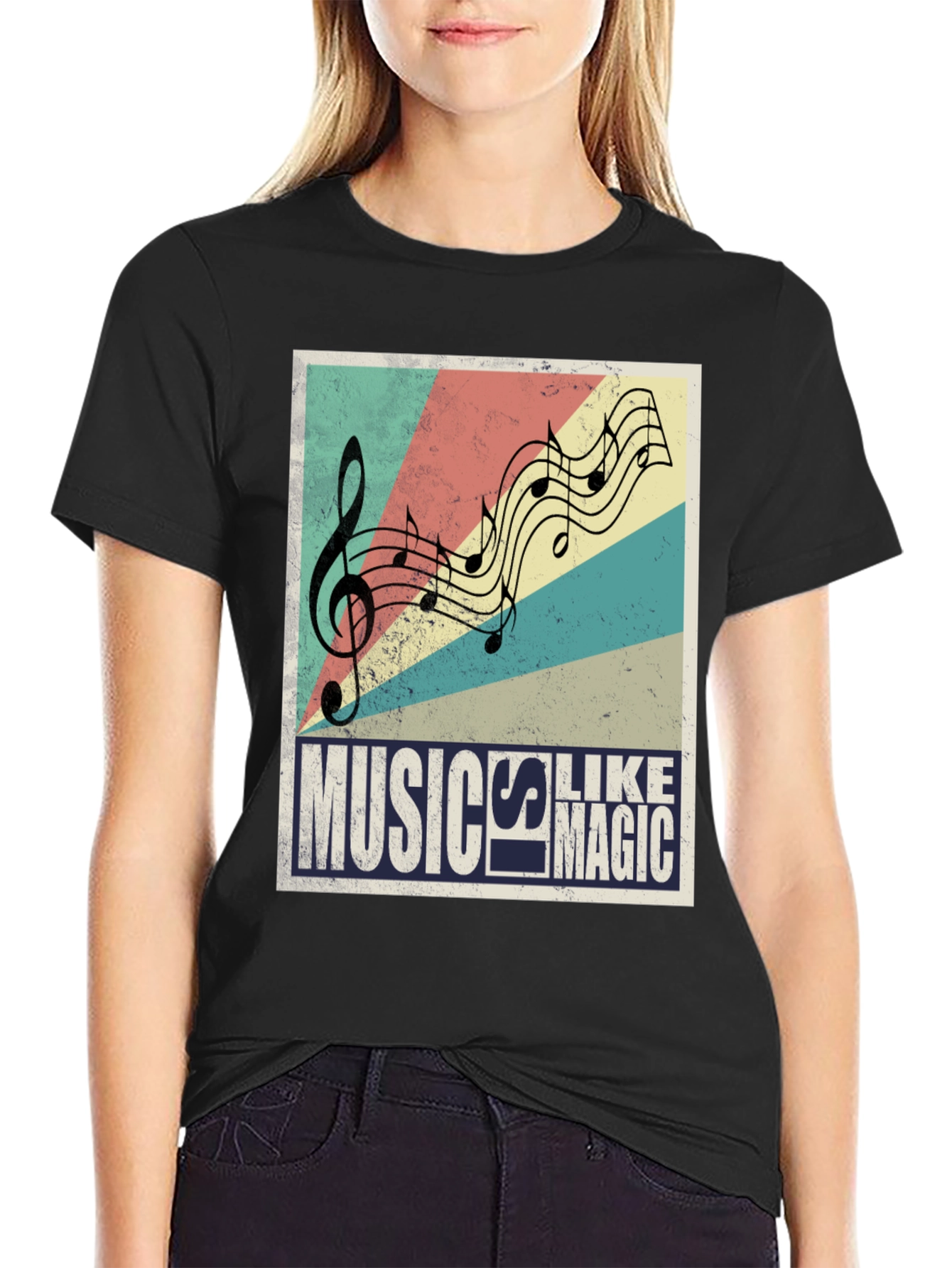 Music is Magic Black Graphic T-Shirt