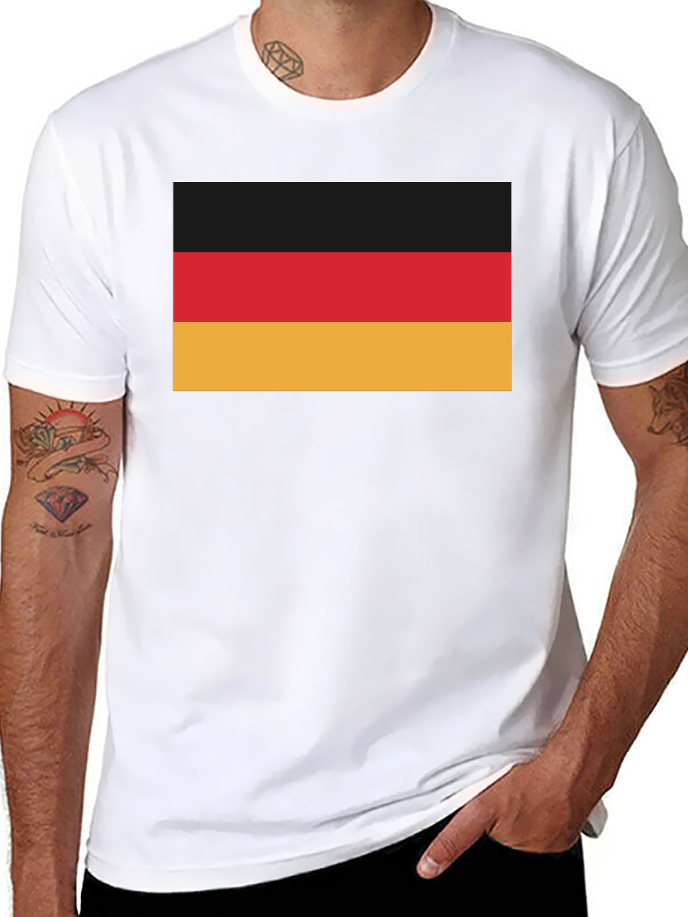 German Flag T-Shirt - Black Crew Neck Tee