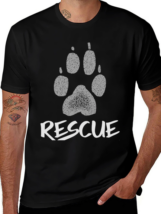 Rescue Dog Paw Print T-Shirt - Show Your Support!