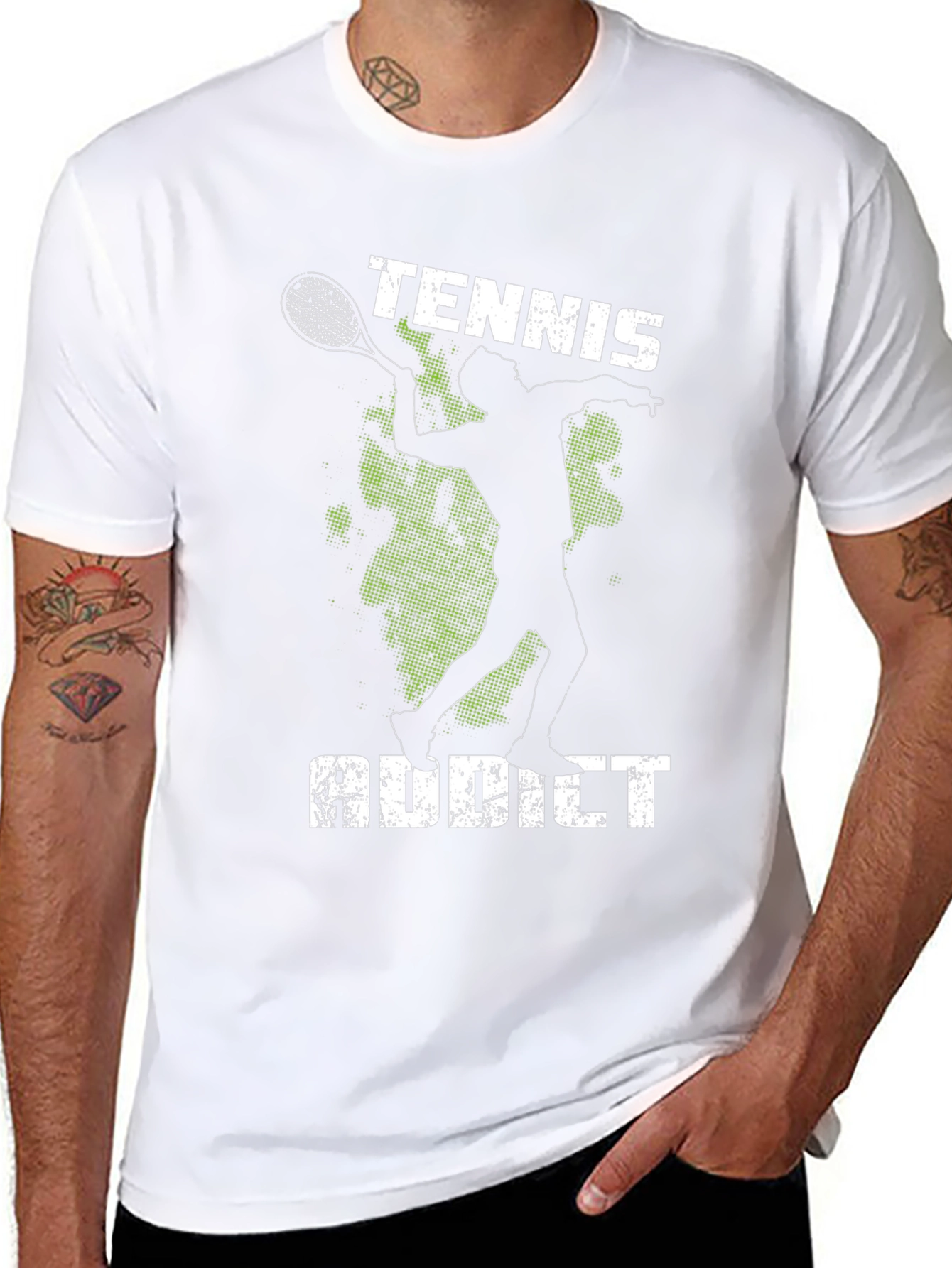 Tennis Addict Graphic Tee - Black Cotton T-Shirt