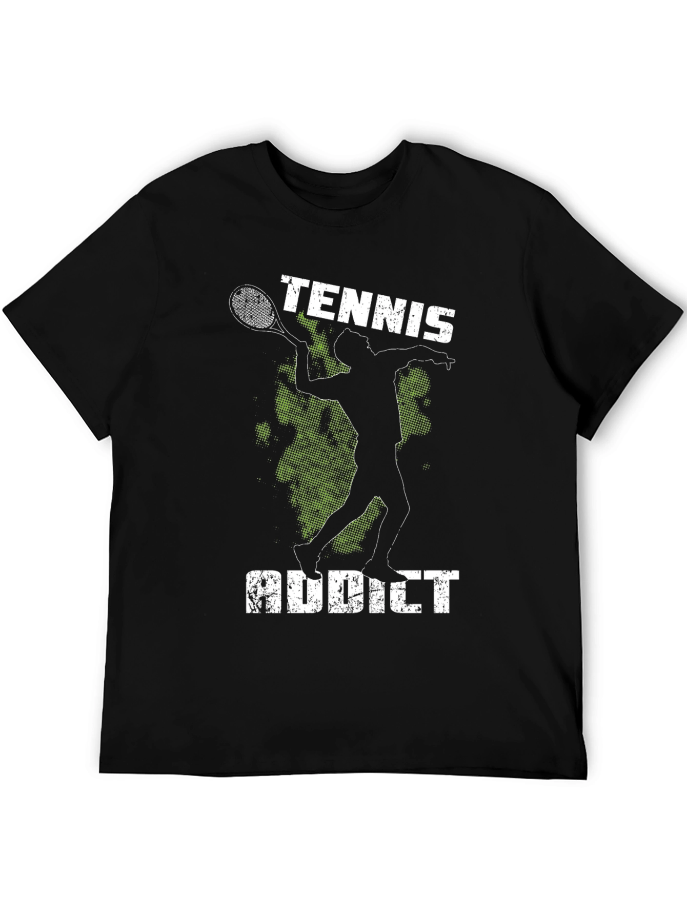 Tennis Addict Graphic Tee - Black Cotton T-Shirt