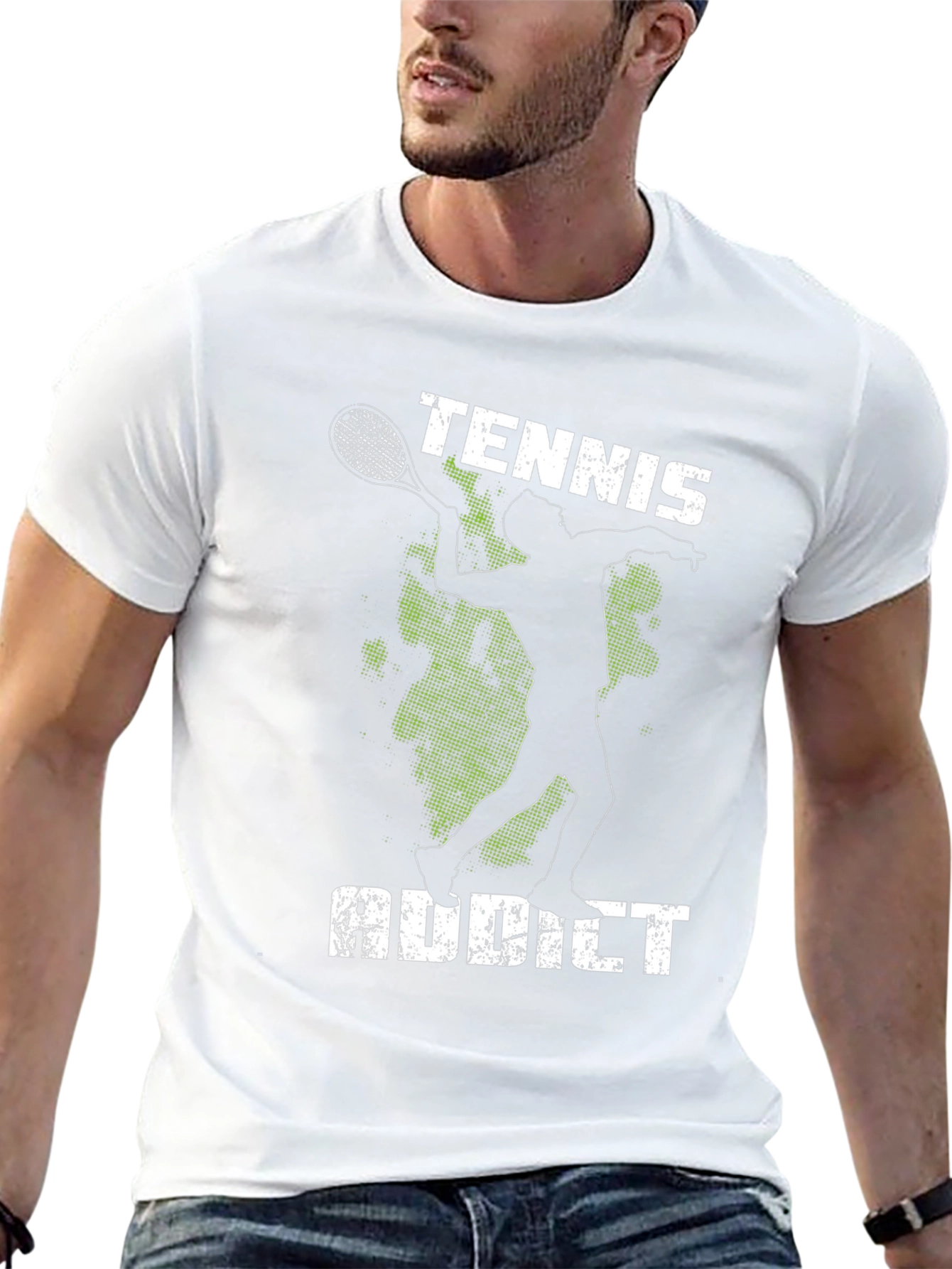 Tennis Addict Graphic Tee - Black Cotton T-Shirt