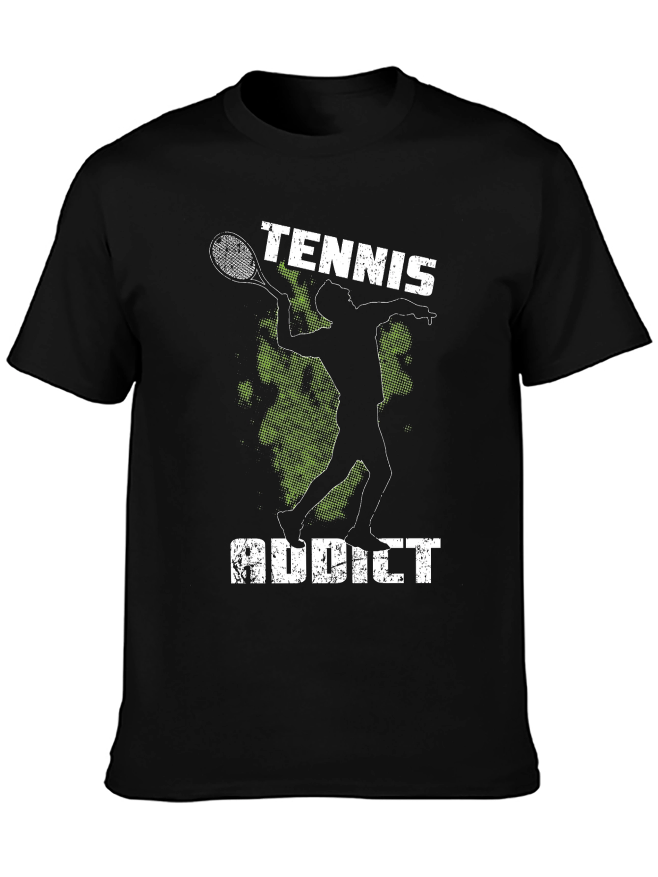Tennis Addict Graphic Tee - Black Cotton T-Shirt