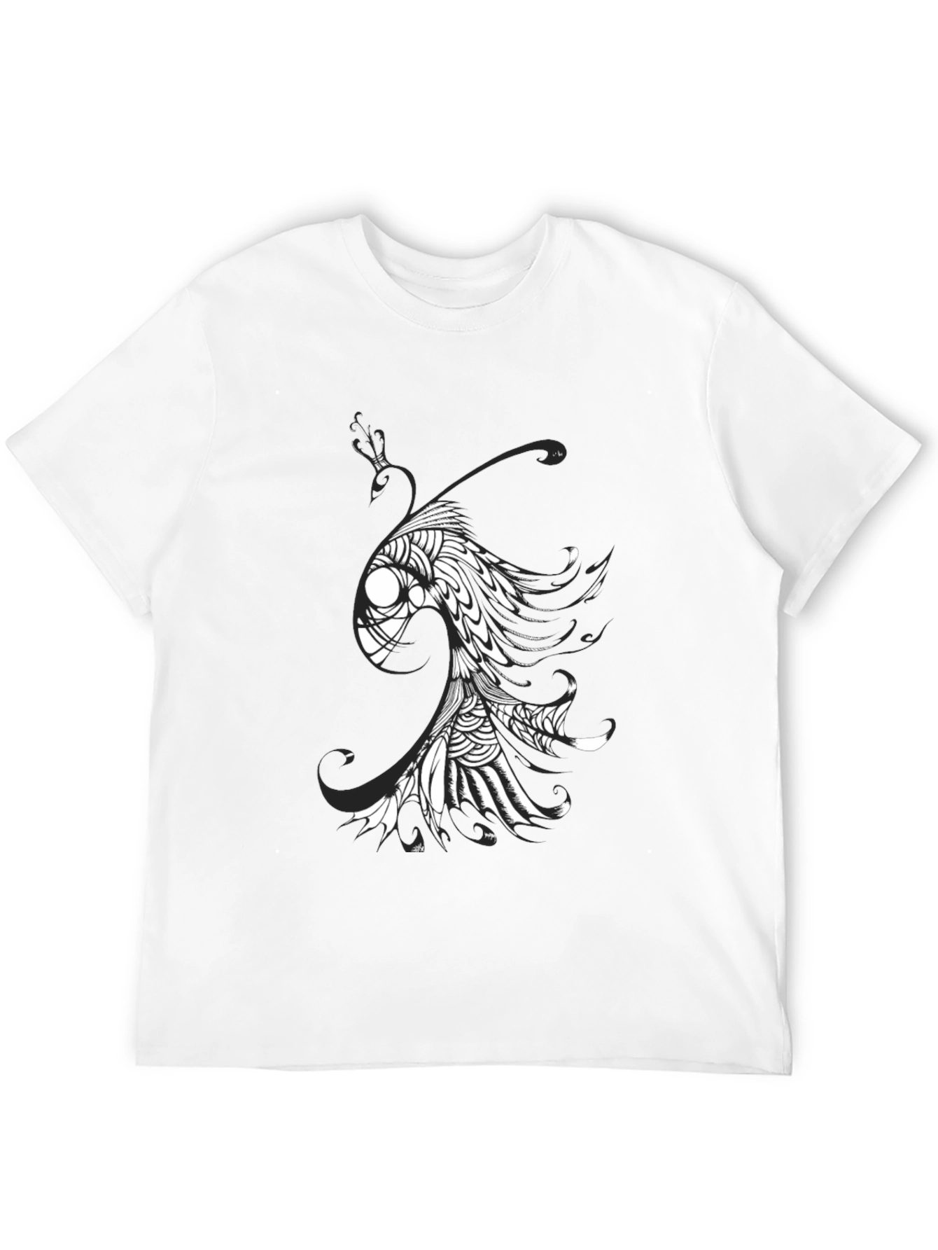 Abstract Fish Graphic Tee - Black Cotton Blend