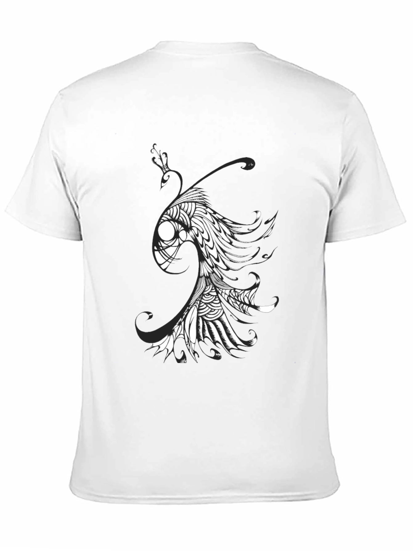 Abstract Fish Graphic Tee - Black Cotton Blend