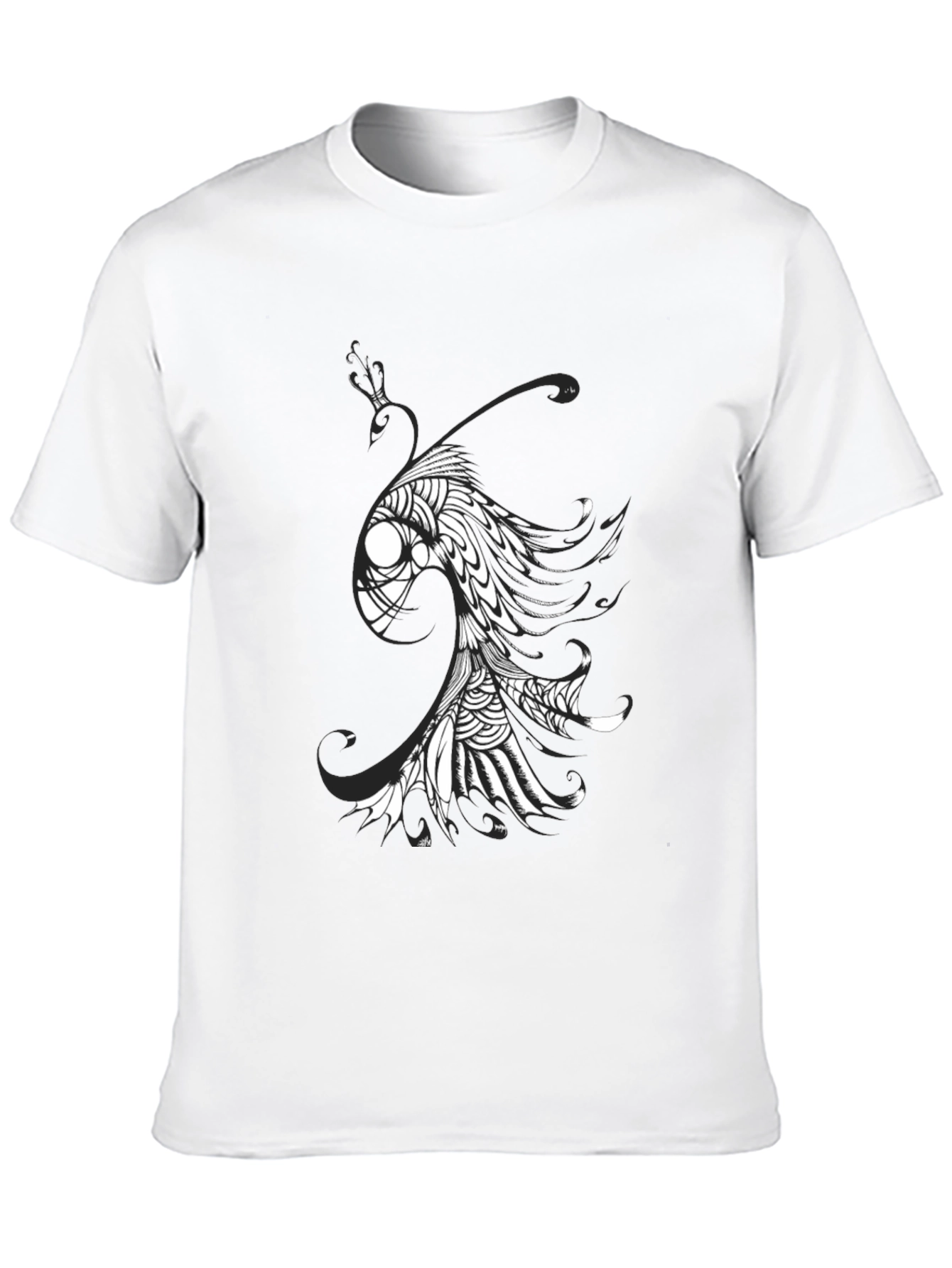 Abstract Fish Graphic Tee - Black Cotton Blend