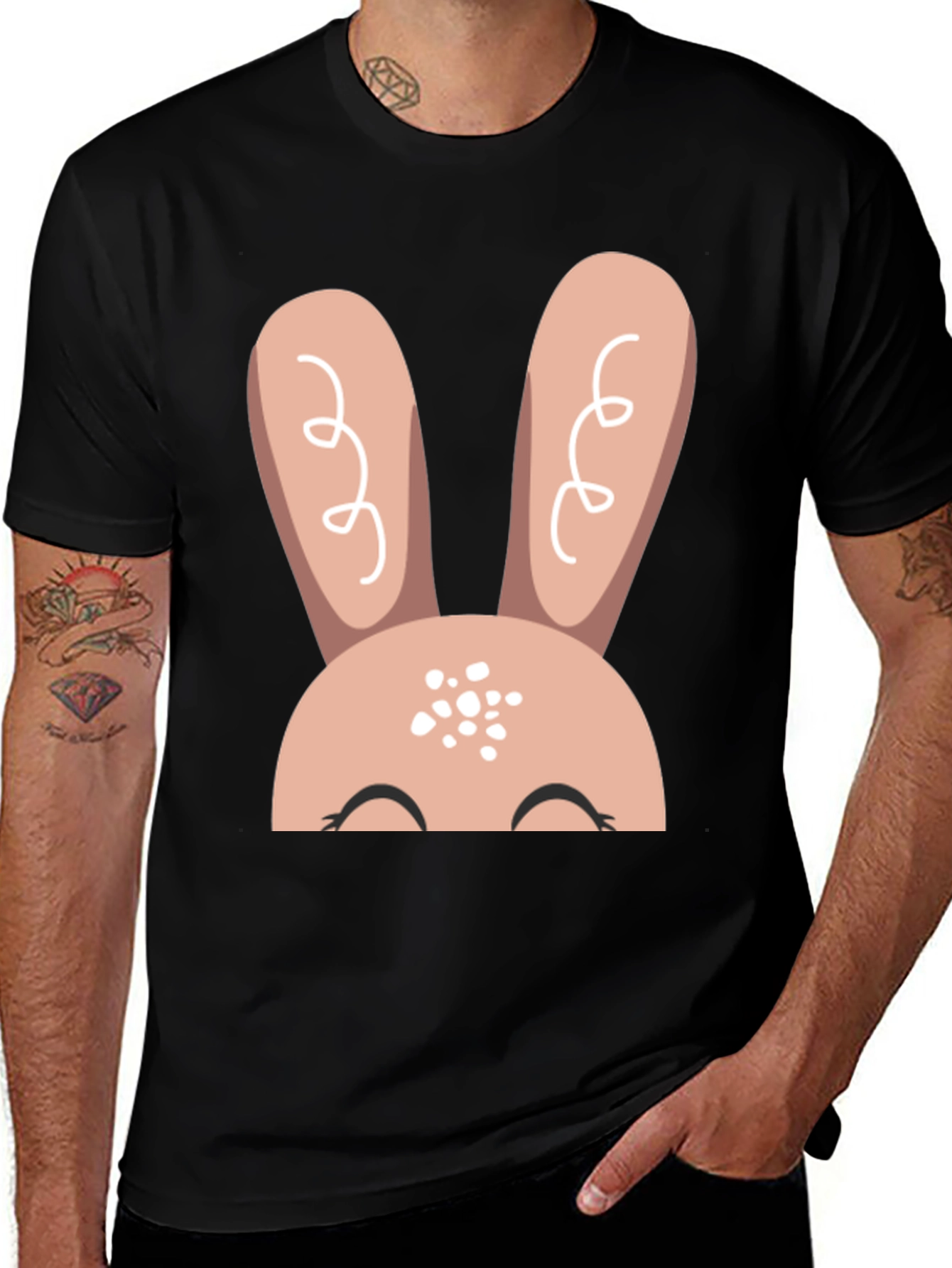 Cute Easter Bunny T-Shirt - Black