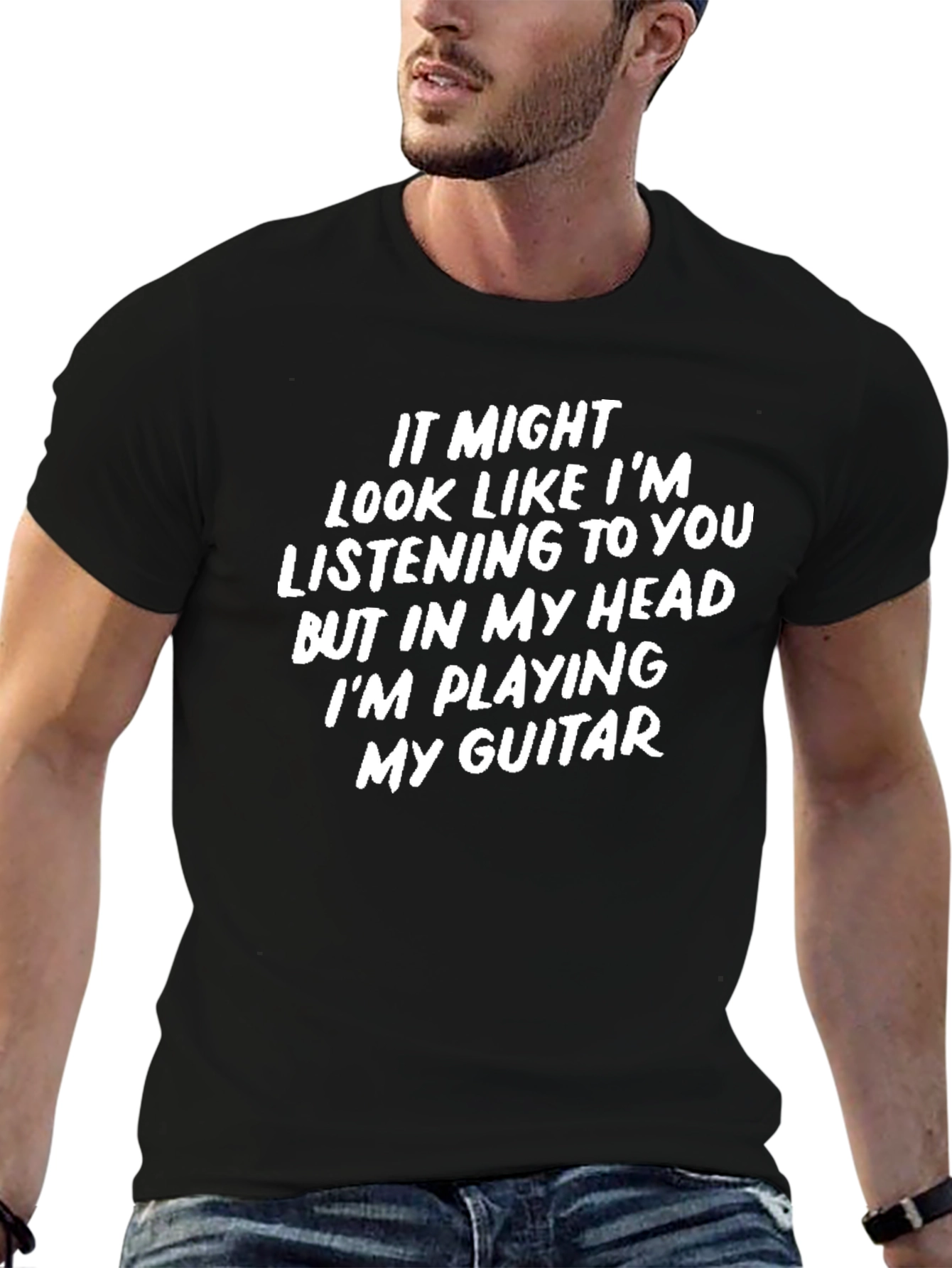 Guitar Player Black T-Shirt - Funny Music Lover Tee