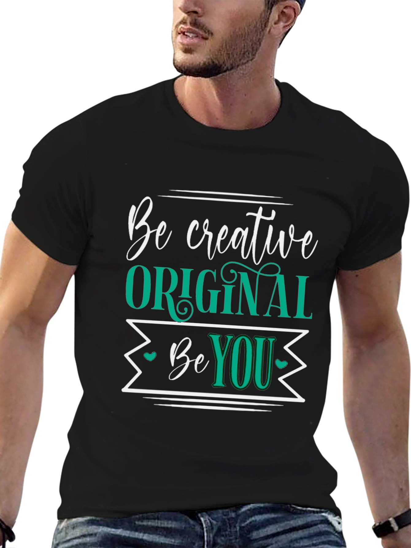 Be Creative Original You Black Graphic Tee