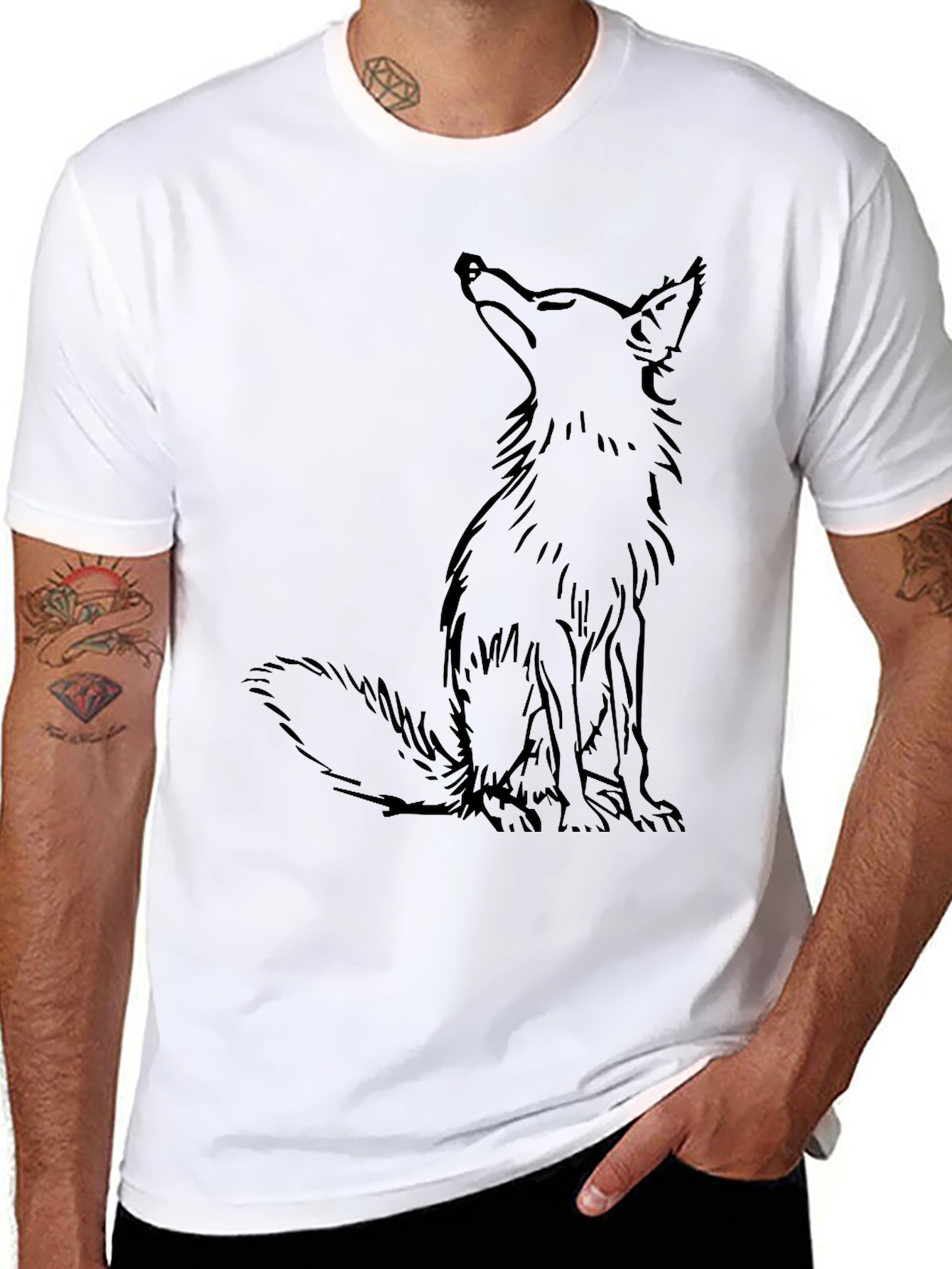 Black Fox Graphic Tee - Stylish Mens T-Shirt