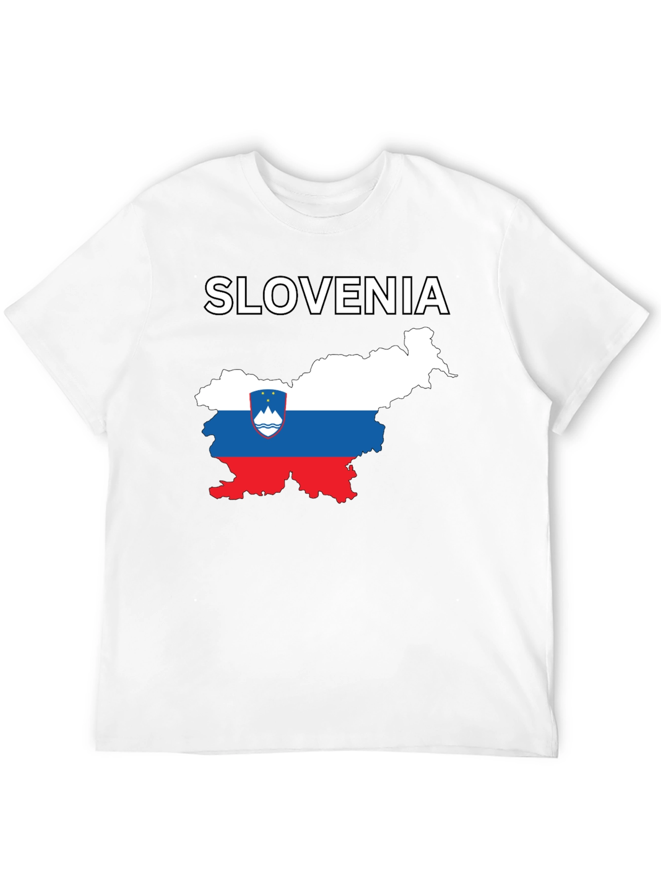 Slovenia Map Flag Graphic Print Black T-Shirt
