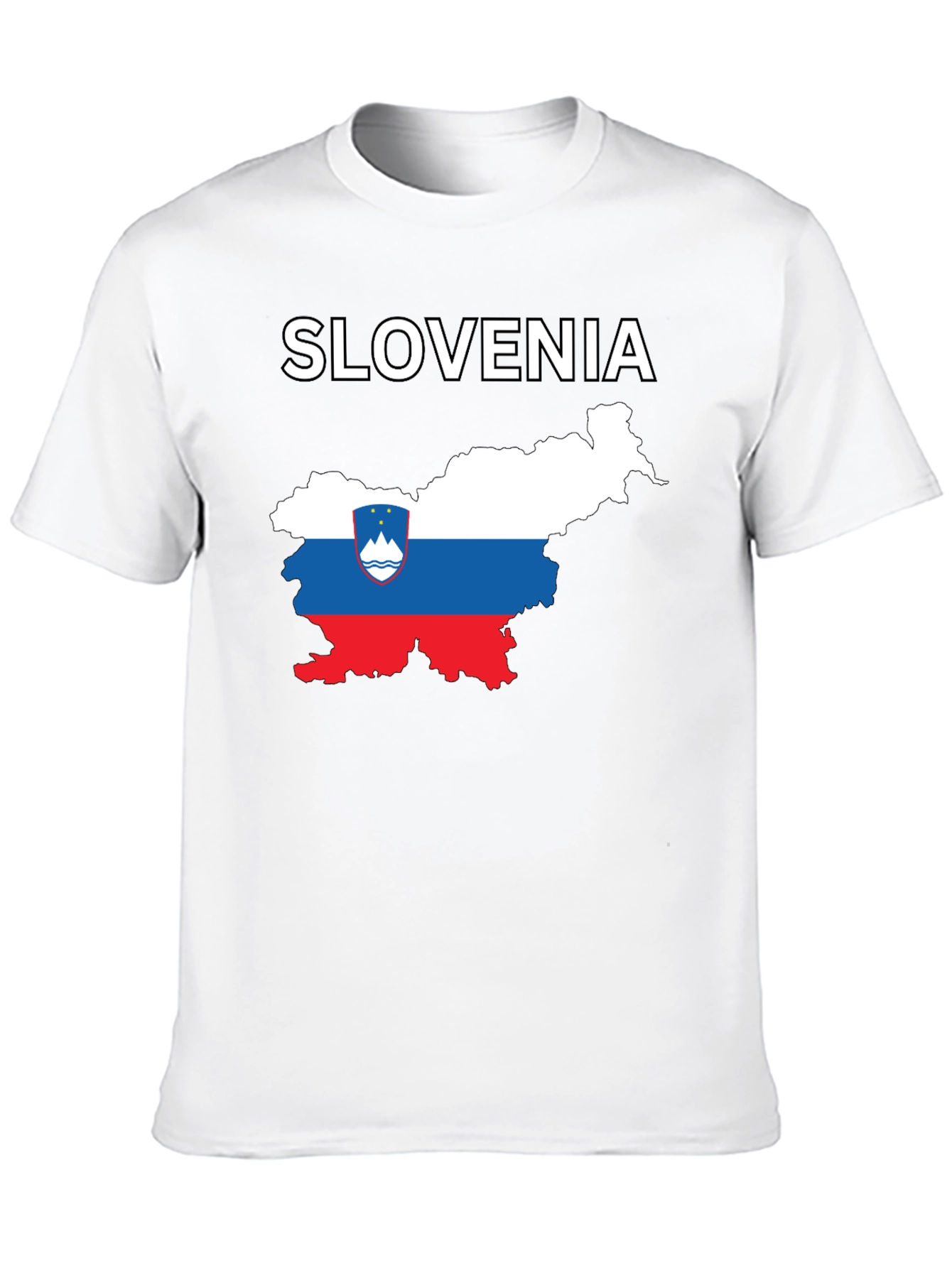 Slovenia Map Flag Graphic Print Black T-Shirt