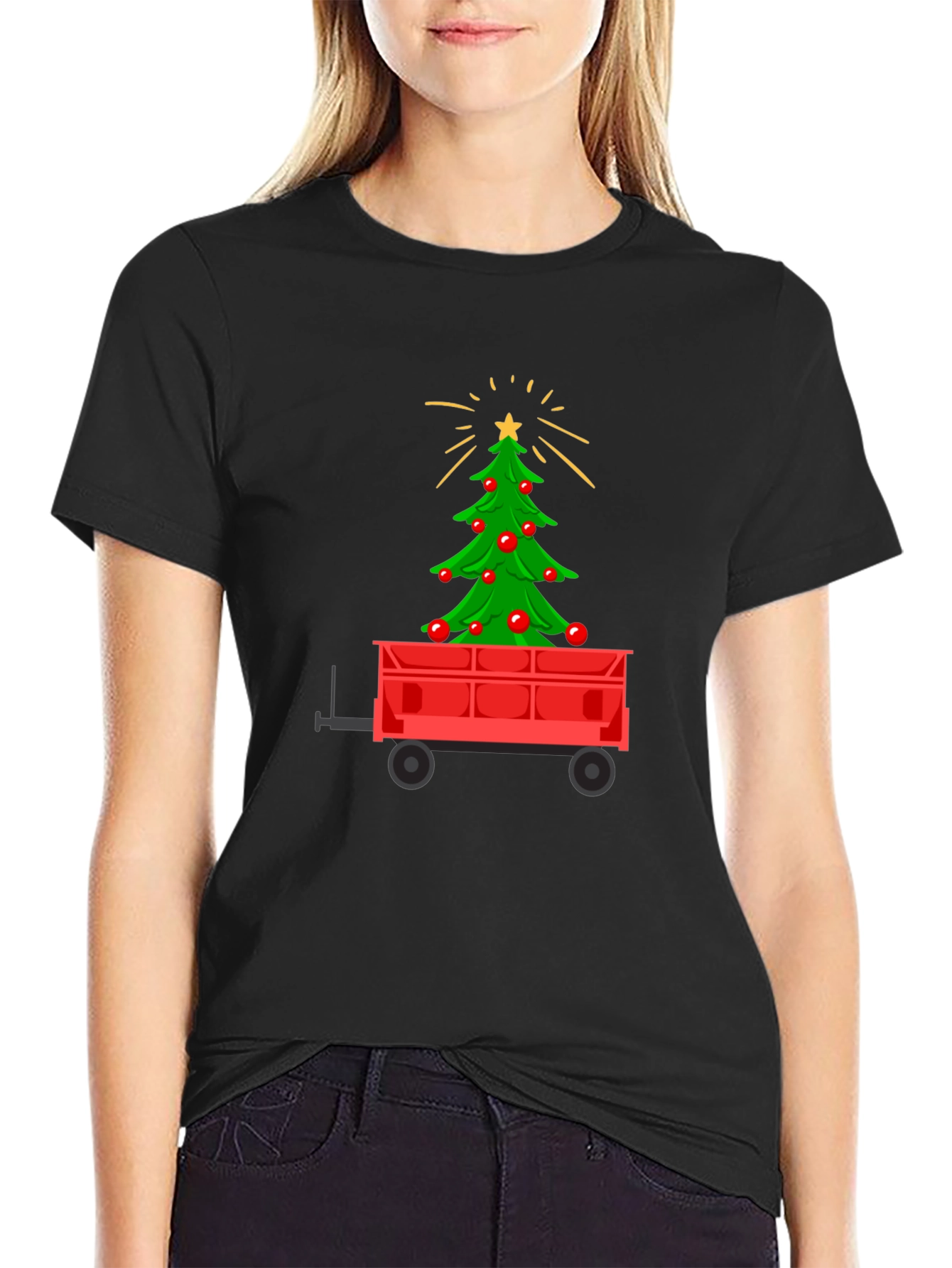 Christmas Tree in Wagon Graphic Tee