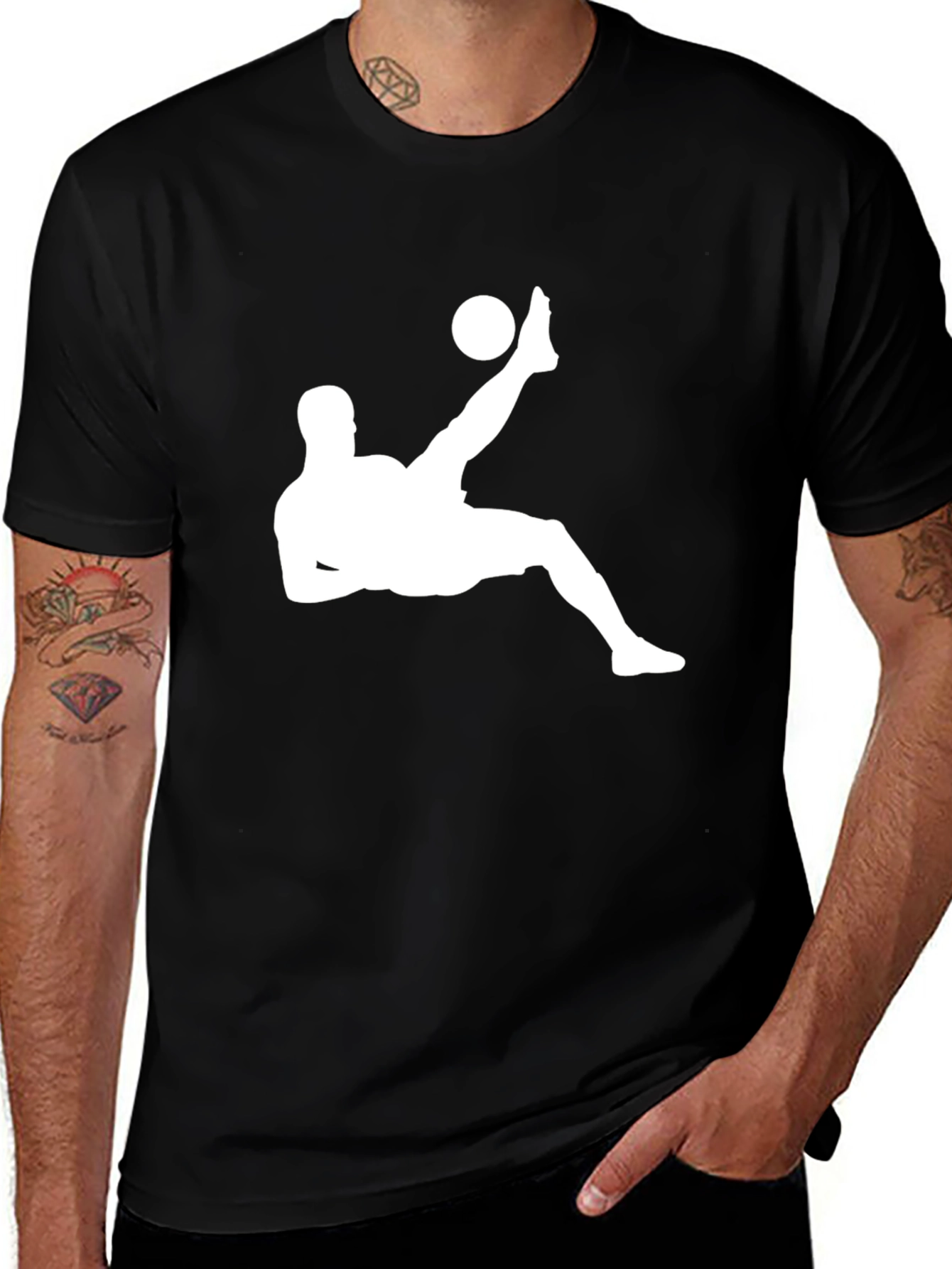 Soccer Kick Graphic Tee - Stylish Mens Black T-Shirt