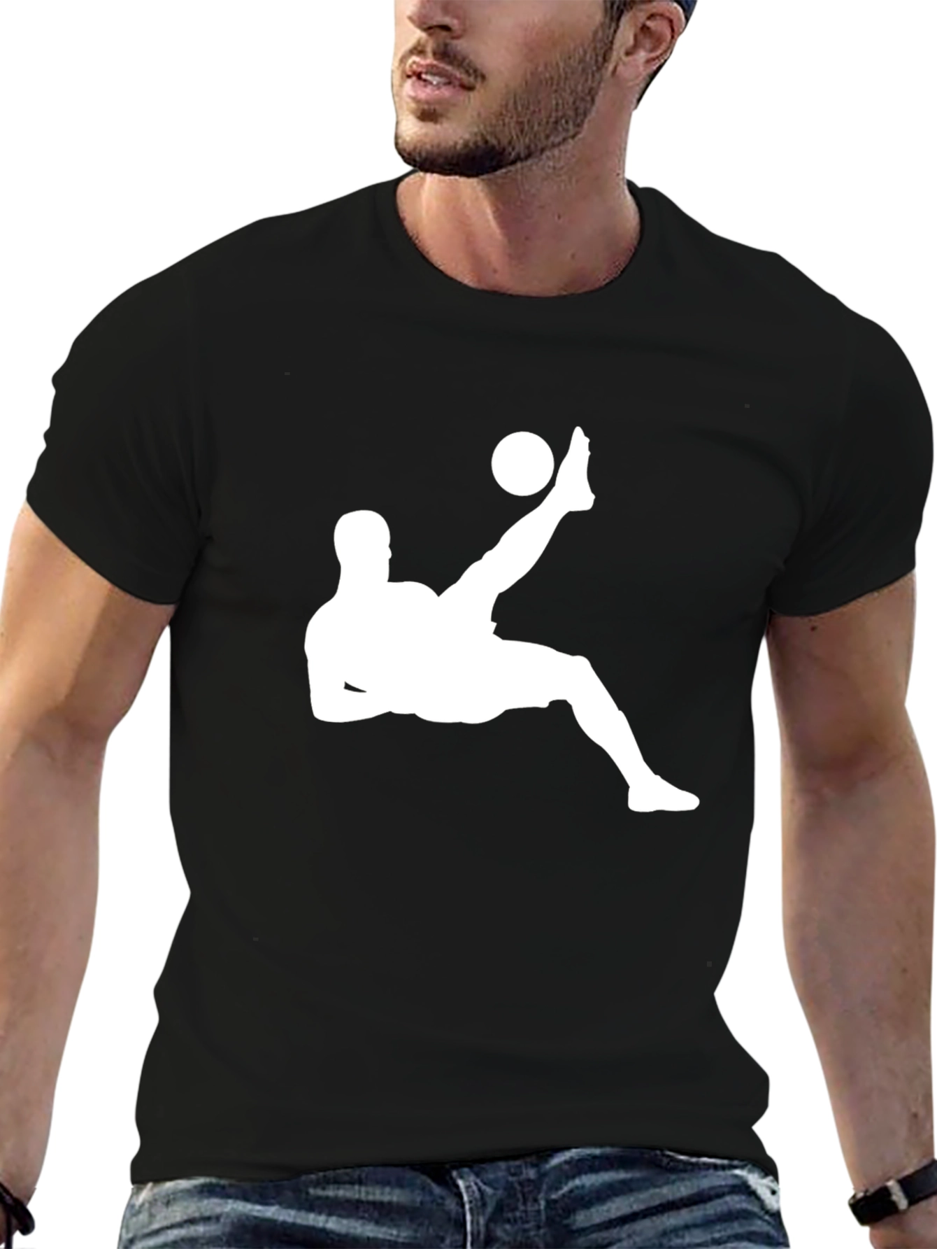 Soccer Kick Graphic Tee - Stylish Mens Black T-Shirt