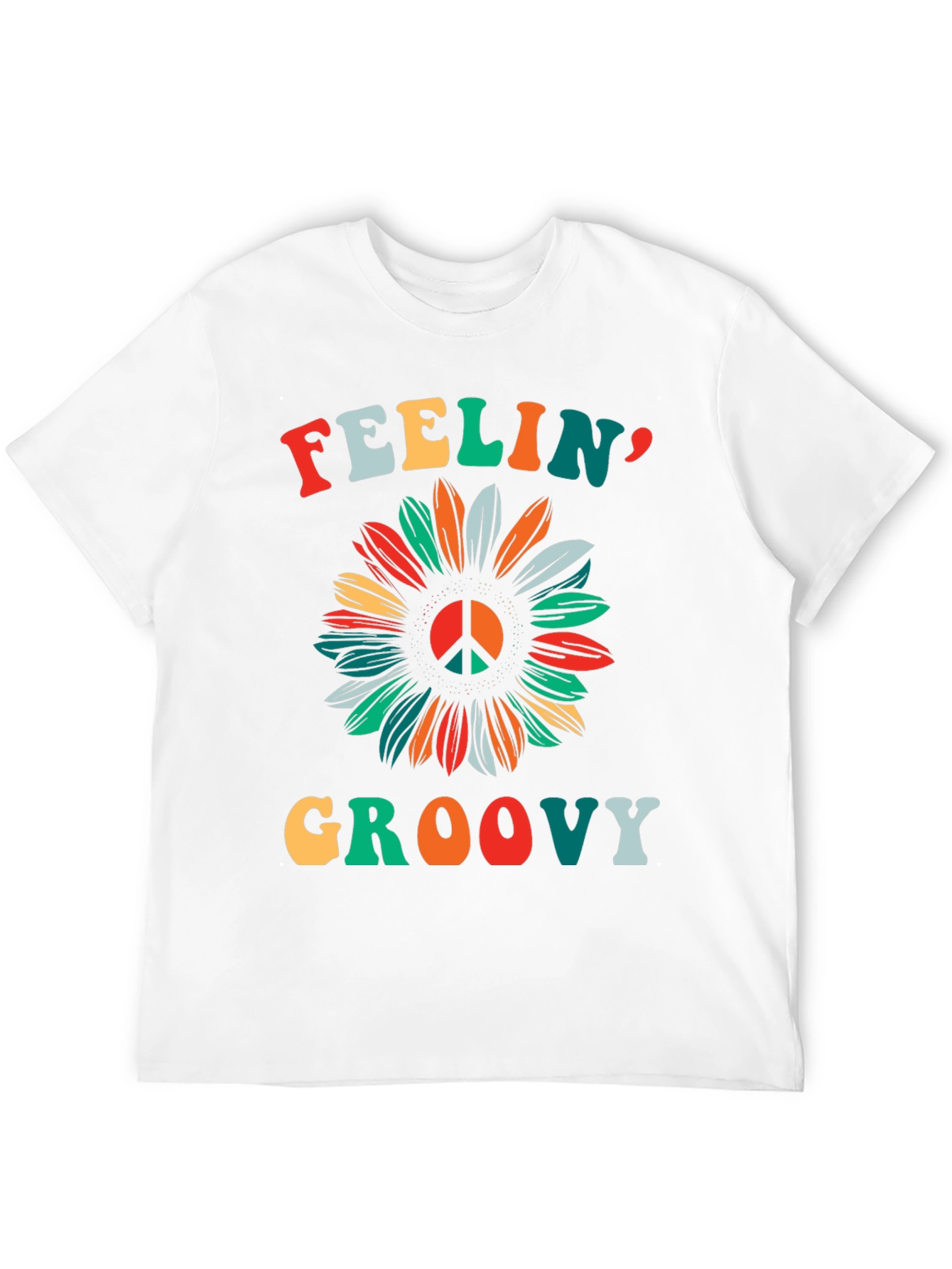 Feelin Groovy Peace Sign Sunflower Graphic Tee