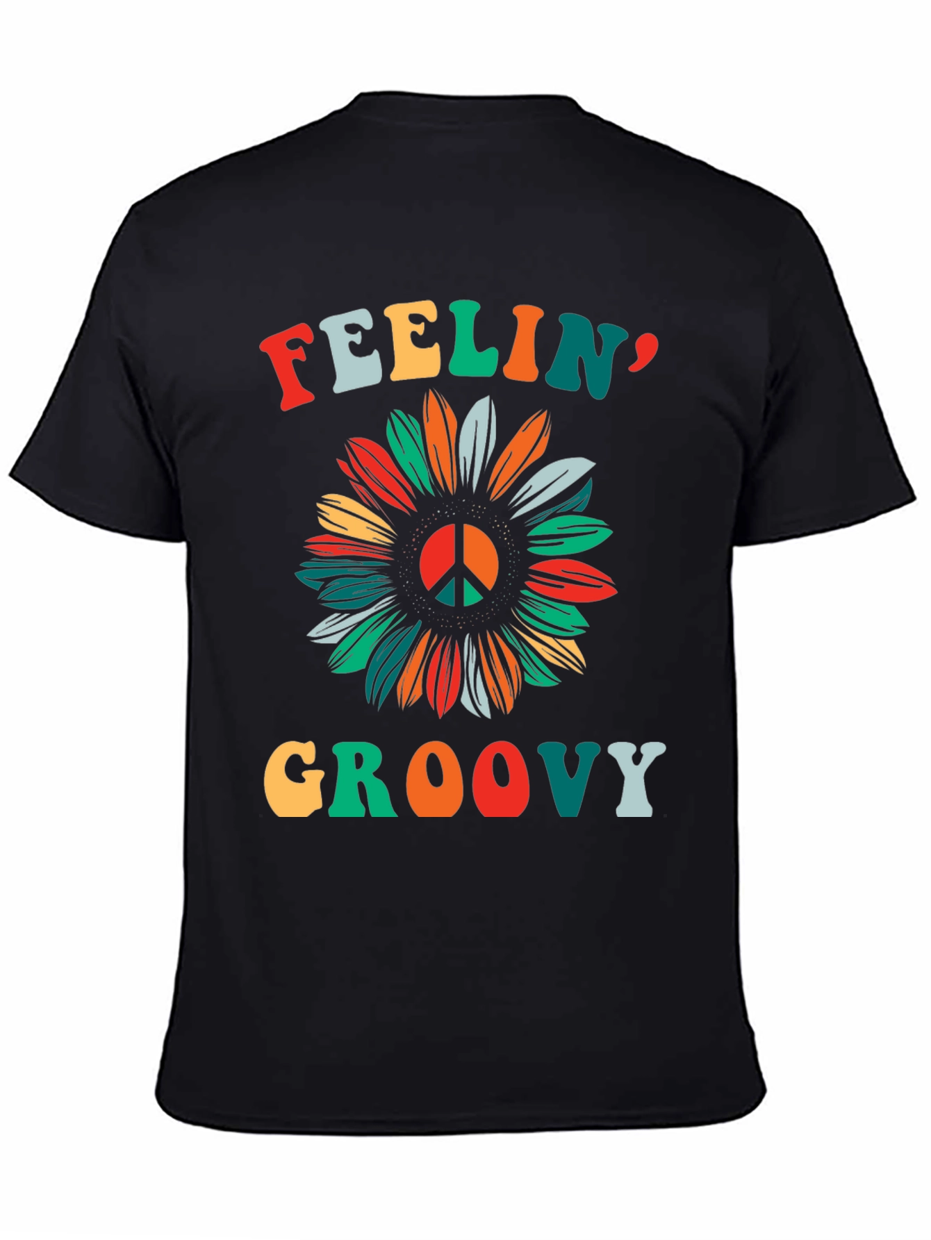 Feelin Groovy Peace Sign Sunflower Graphic Tee