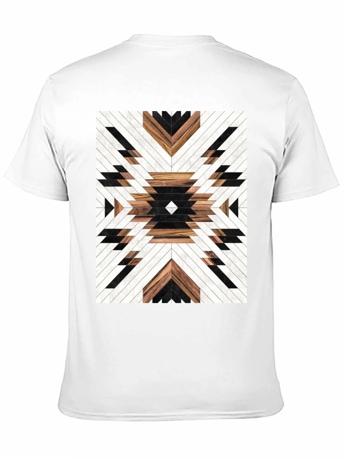 Geometric Wood Pattern Graphic Tee - Modern Design