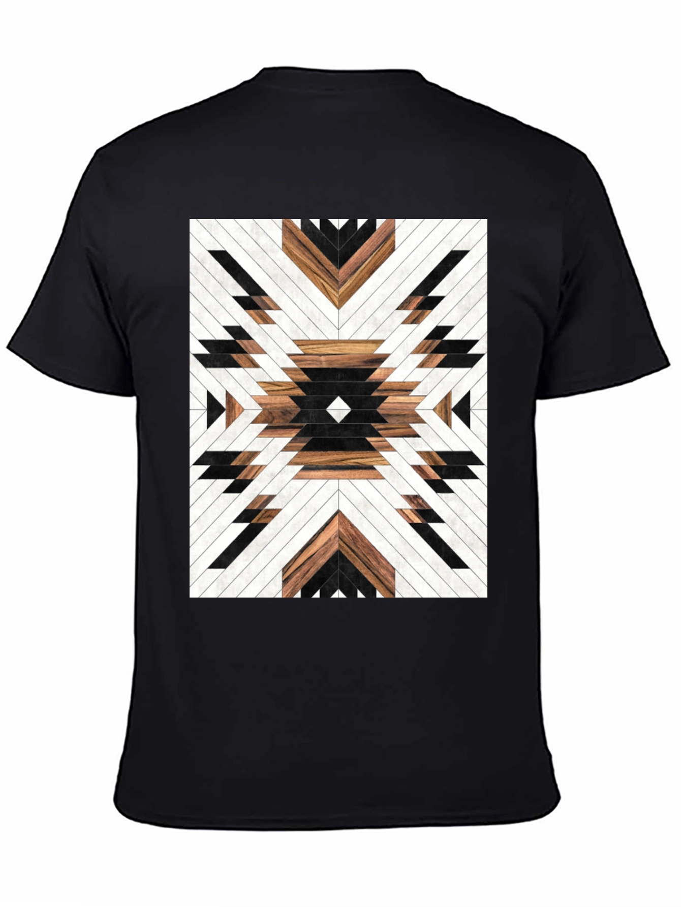 Geometric Wood Pattern Graphic Tee - Modern Design