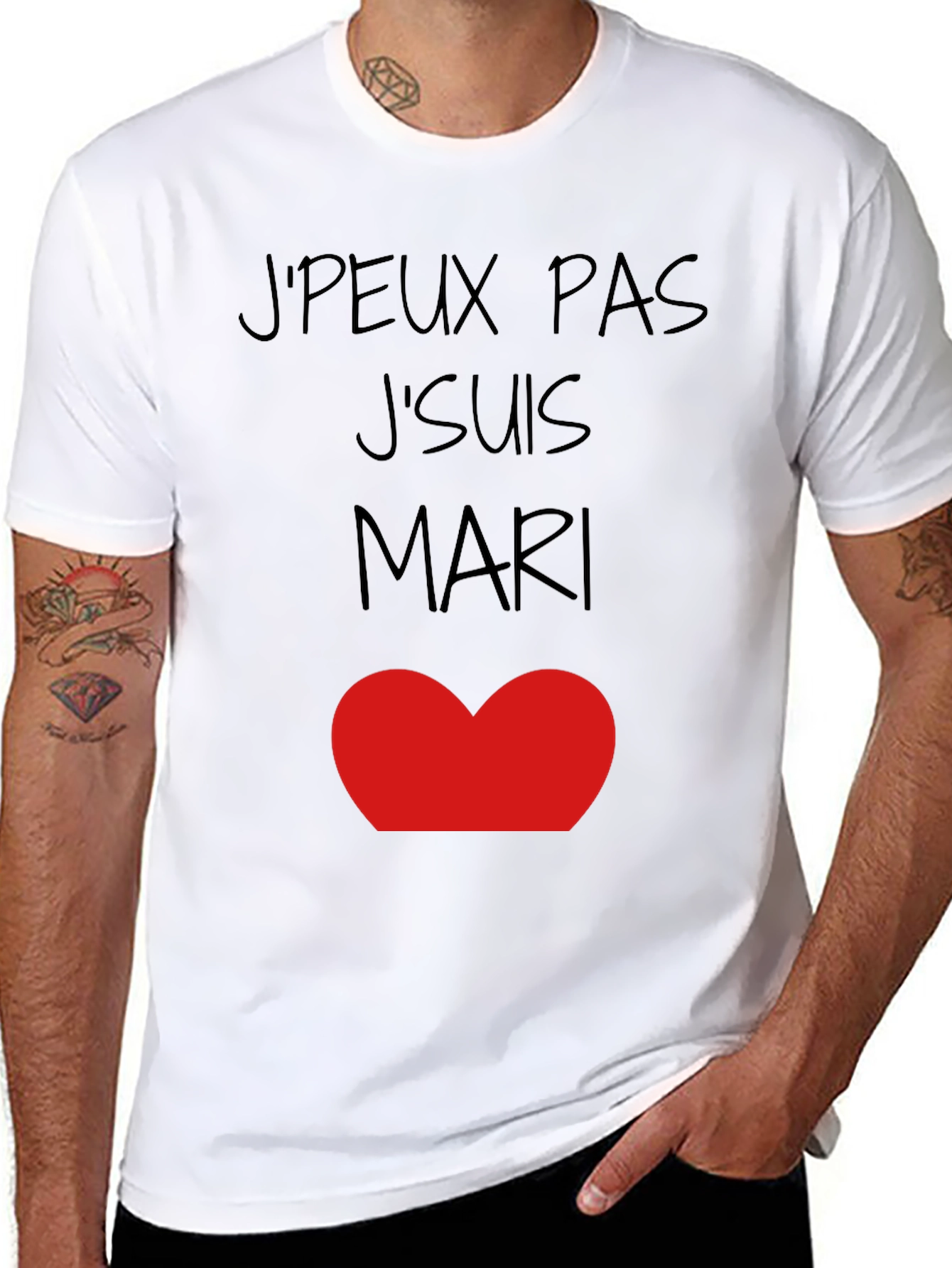 JPeux Pas JSuis Mari Heart Graphic Tee