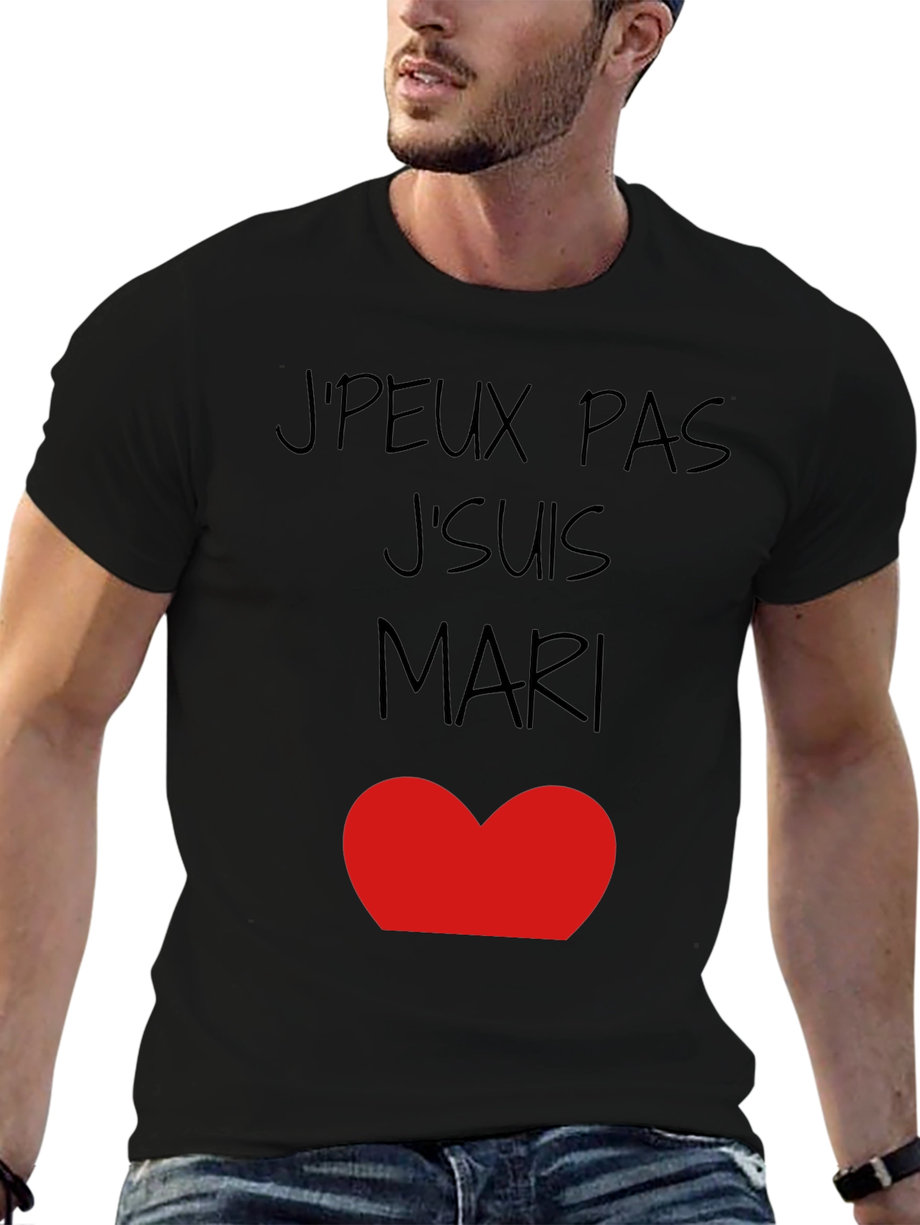 JPeux Pas JSuis Mari Heart Graphic Tee