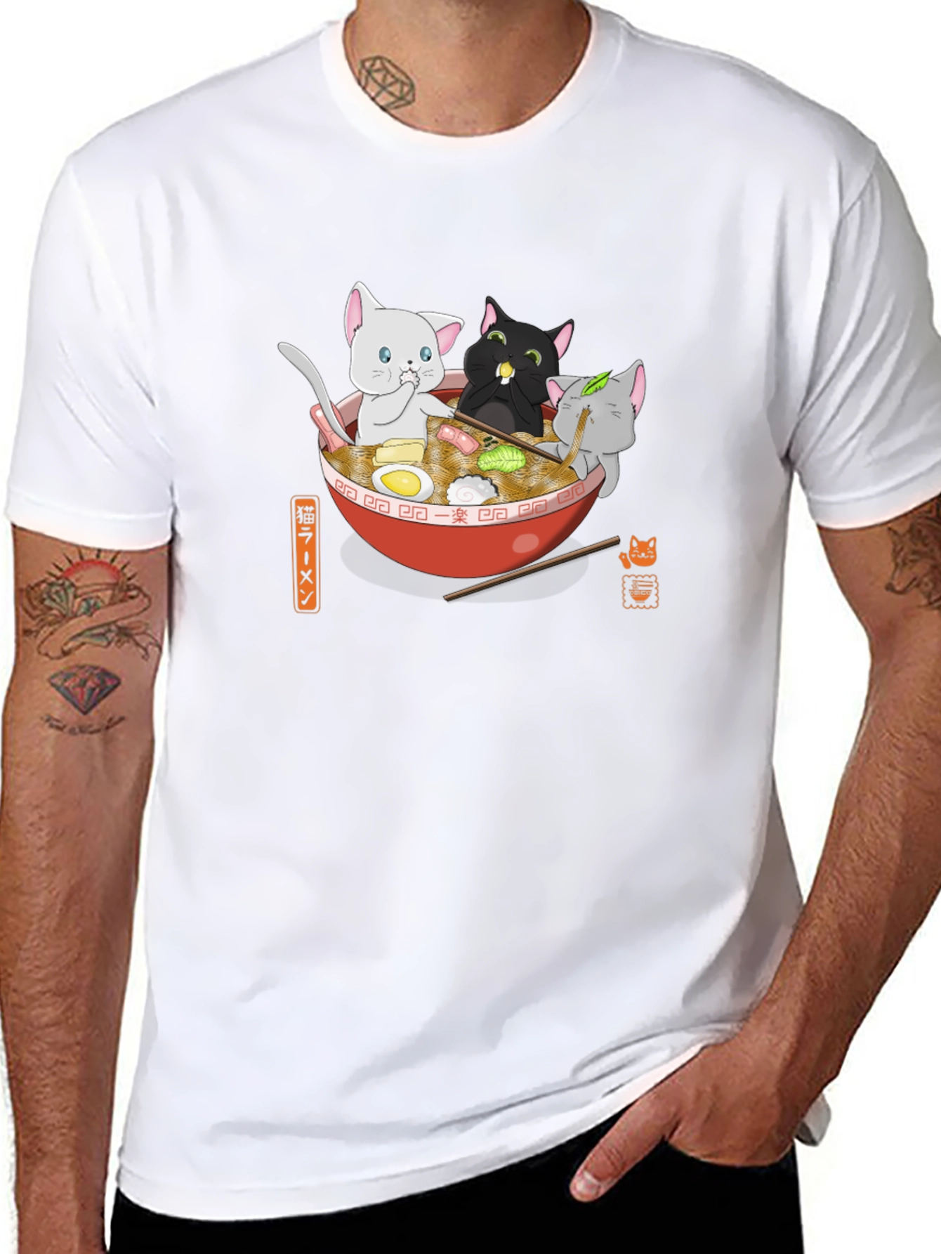 Cats Ramen Bowl T-Shirt - Kawaii Noodle Tee