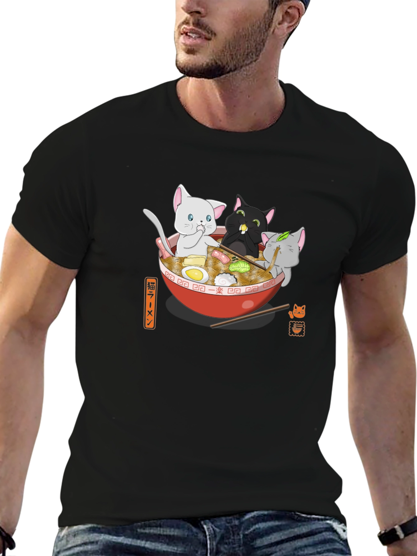 Cats Ramen Bowl T-Shirt - Kawaii Noodle Tee