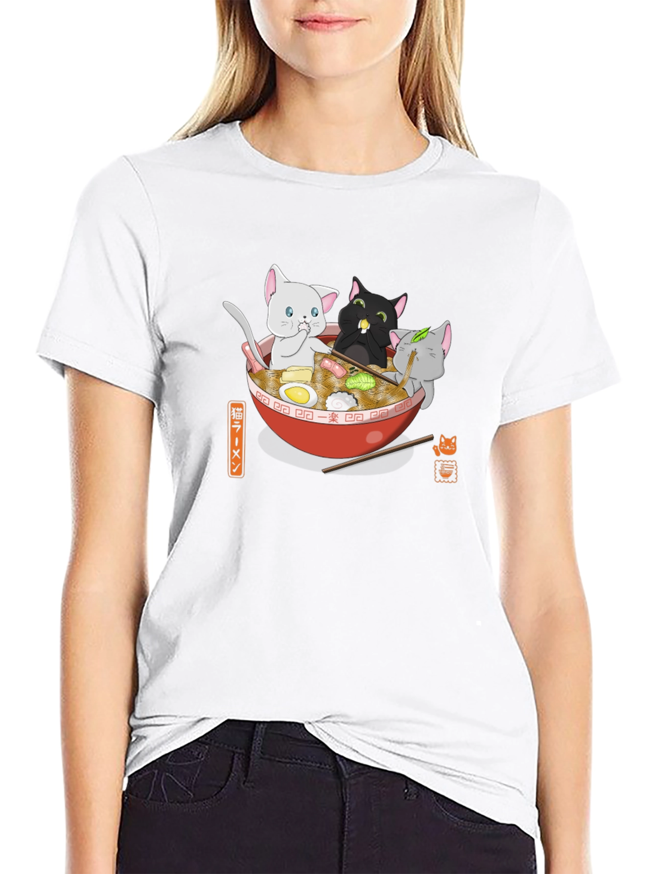 Cats Ramen Bowl T-Shirt - Kawaii Noodle Tee