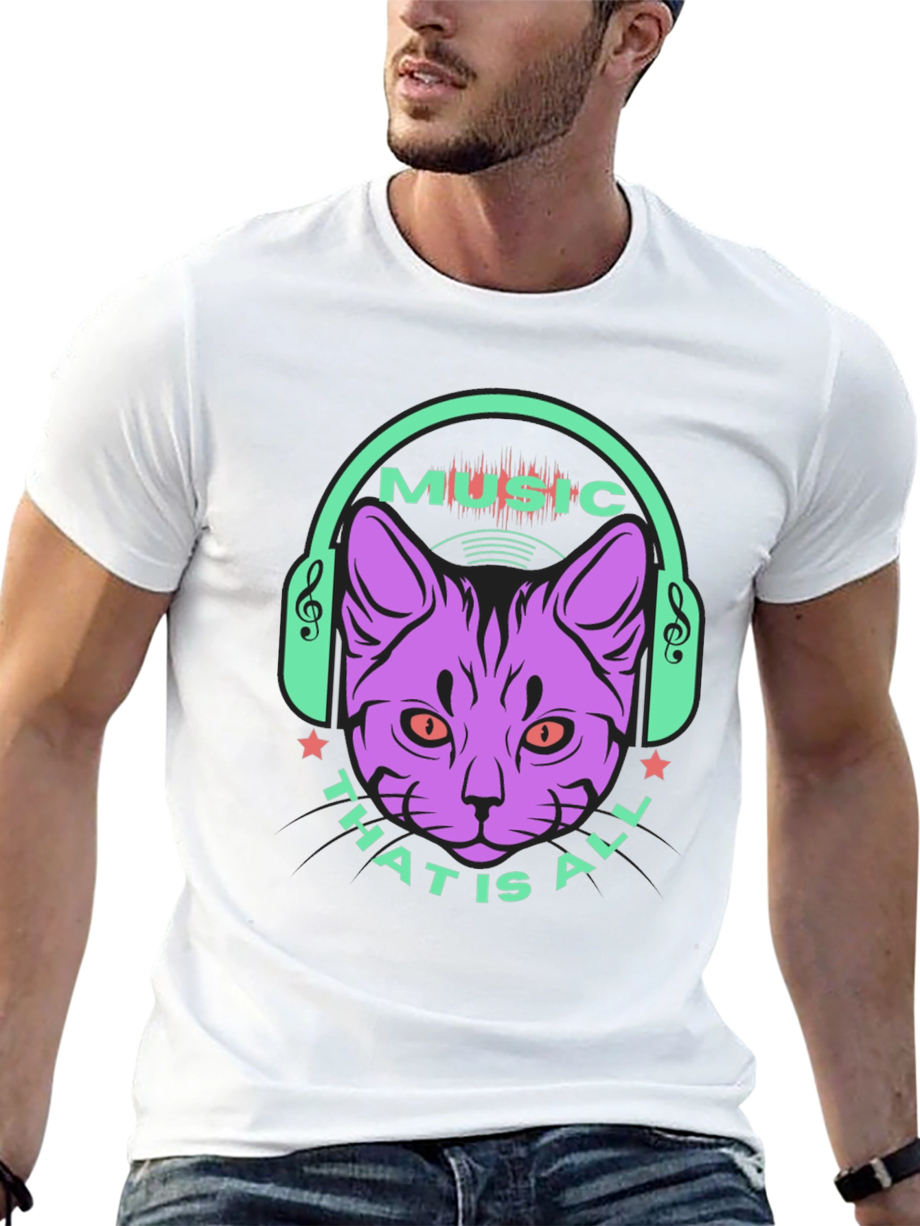 Music Cat Graphic Tee - Stylish Casual Wear