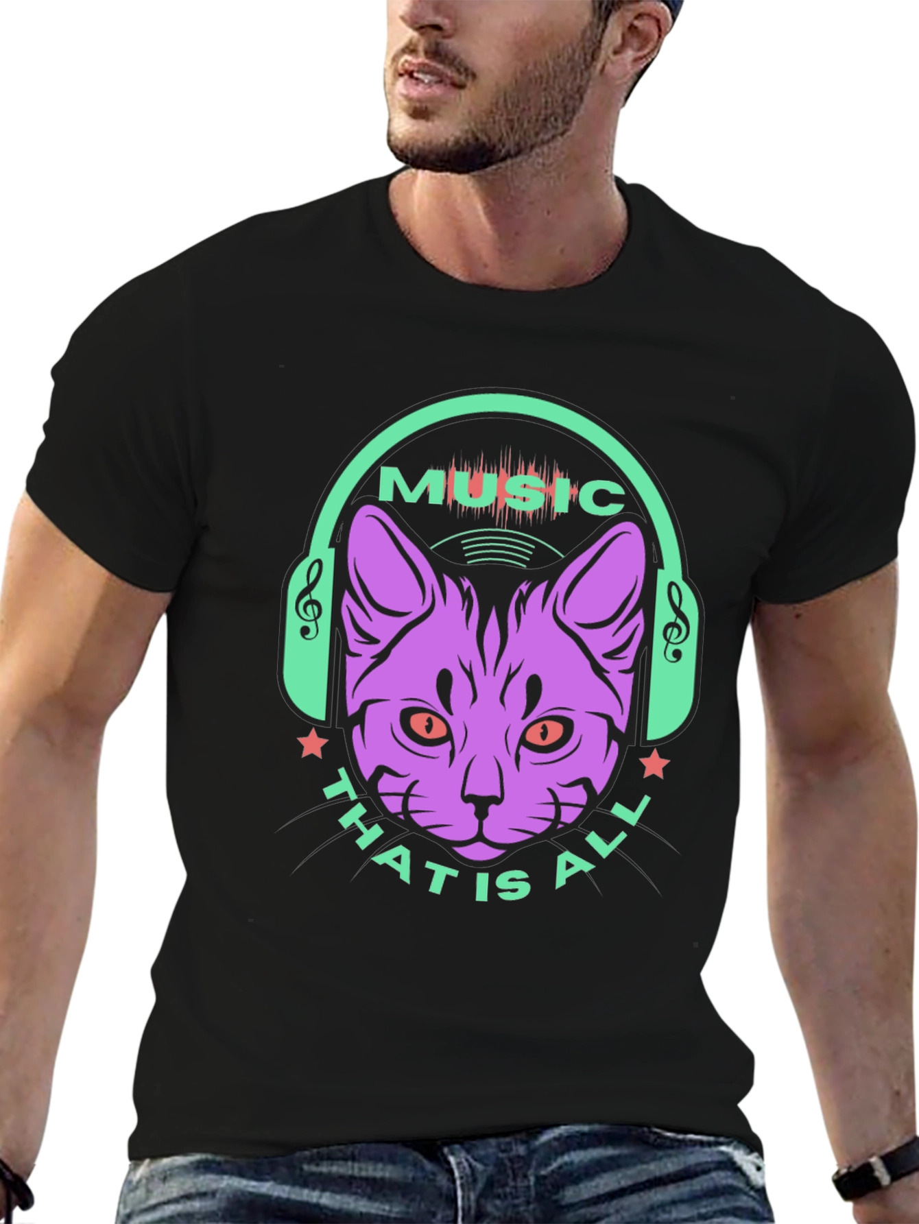 Music Cat Graphic Tee - Stylish Casual Wear