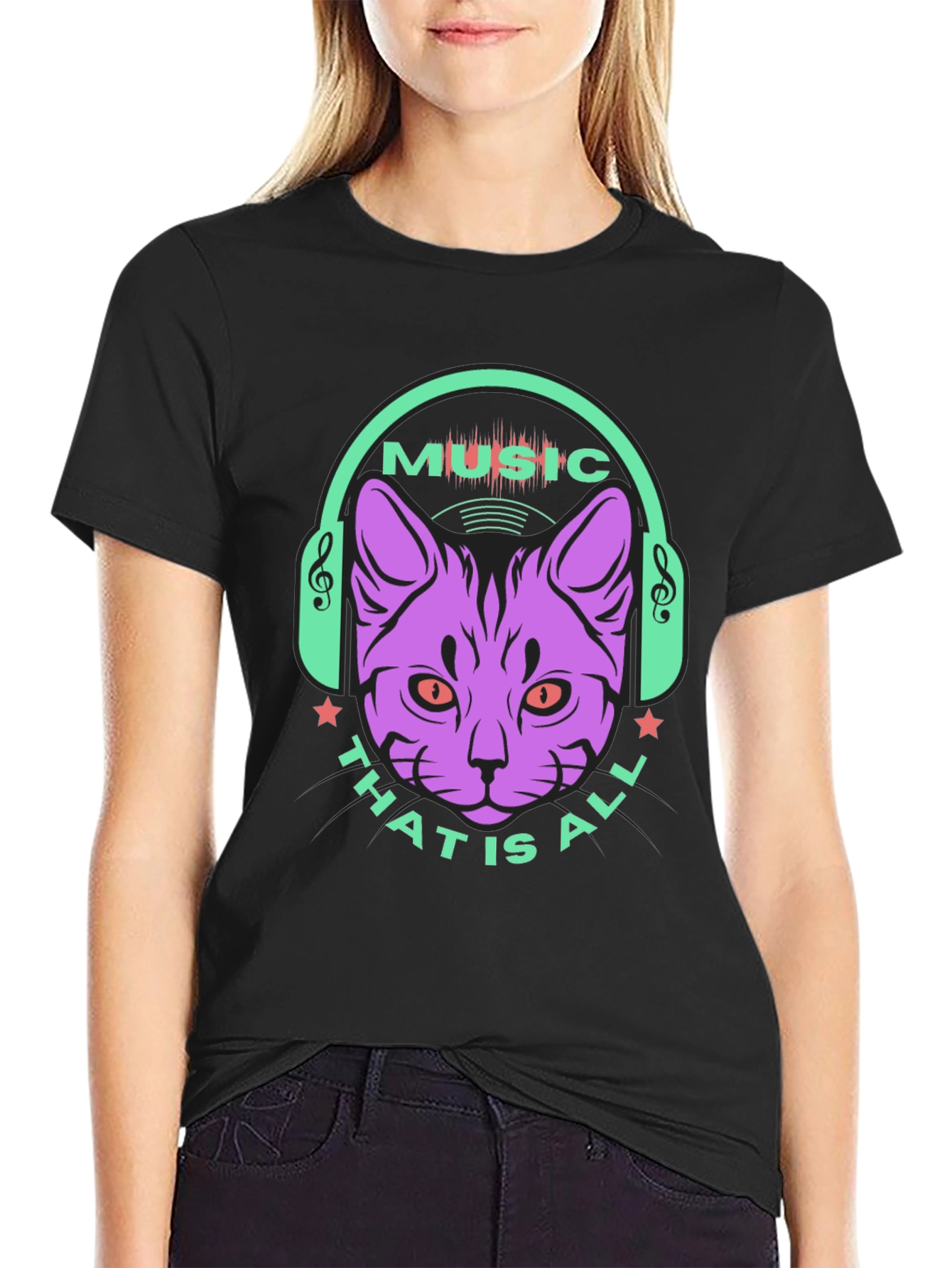 Music Cat Graphic Tee - Stylish Casual Wear