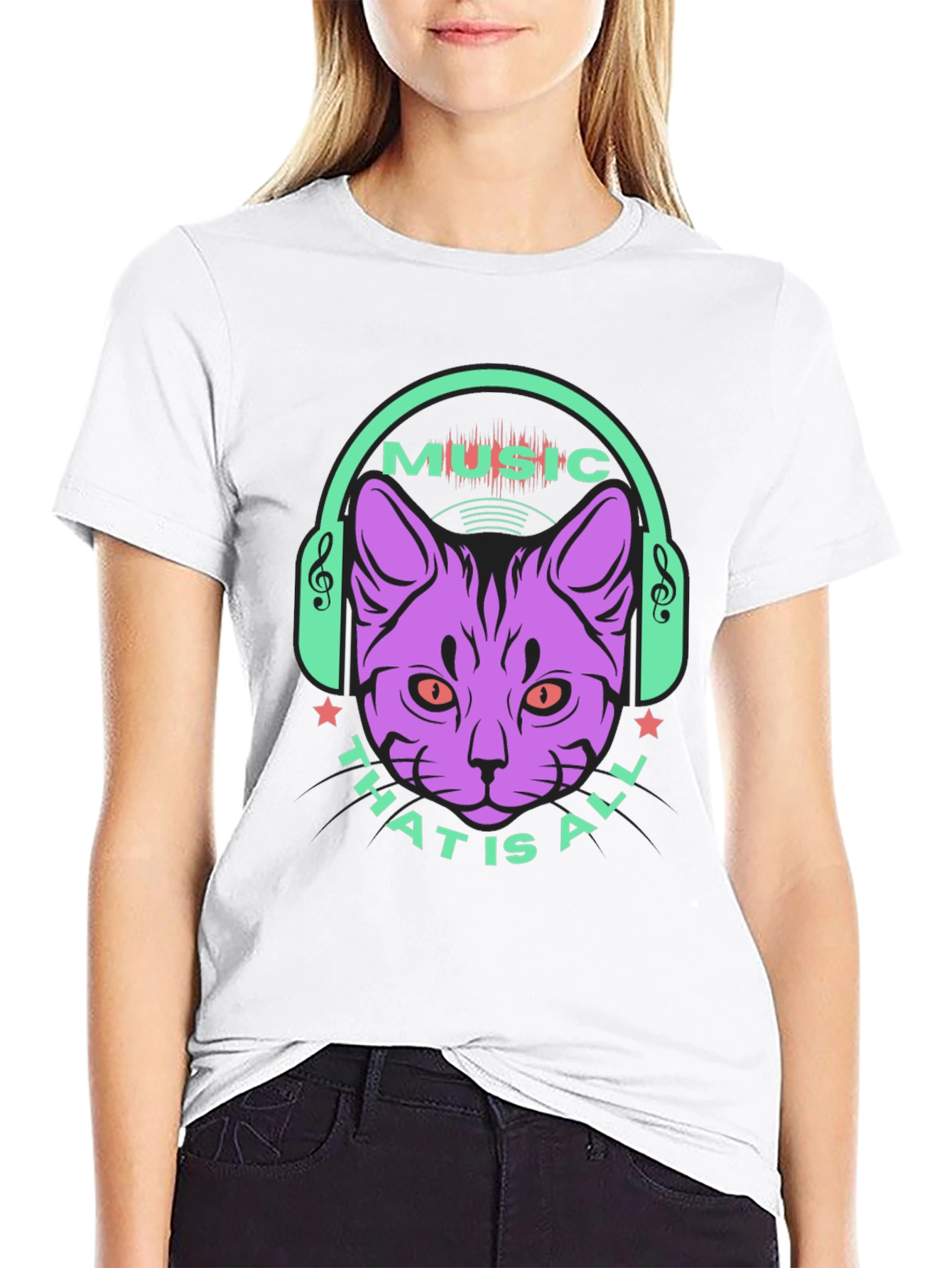 Music Cat Graphic Tee - Stylish Casual Wear