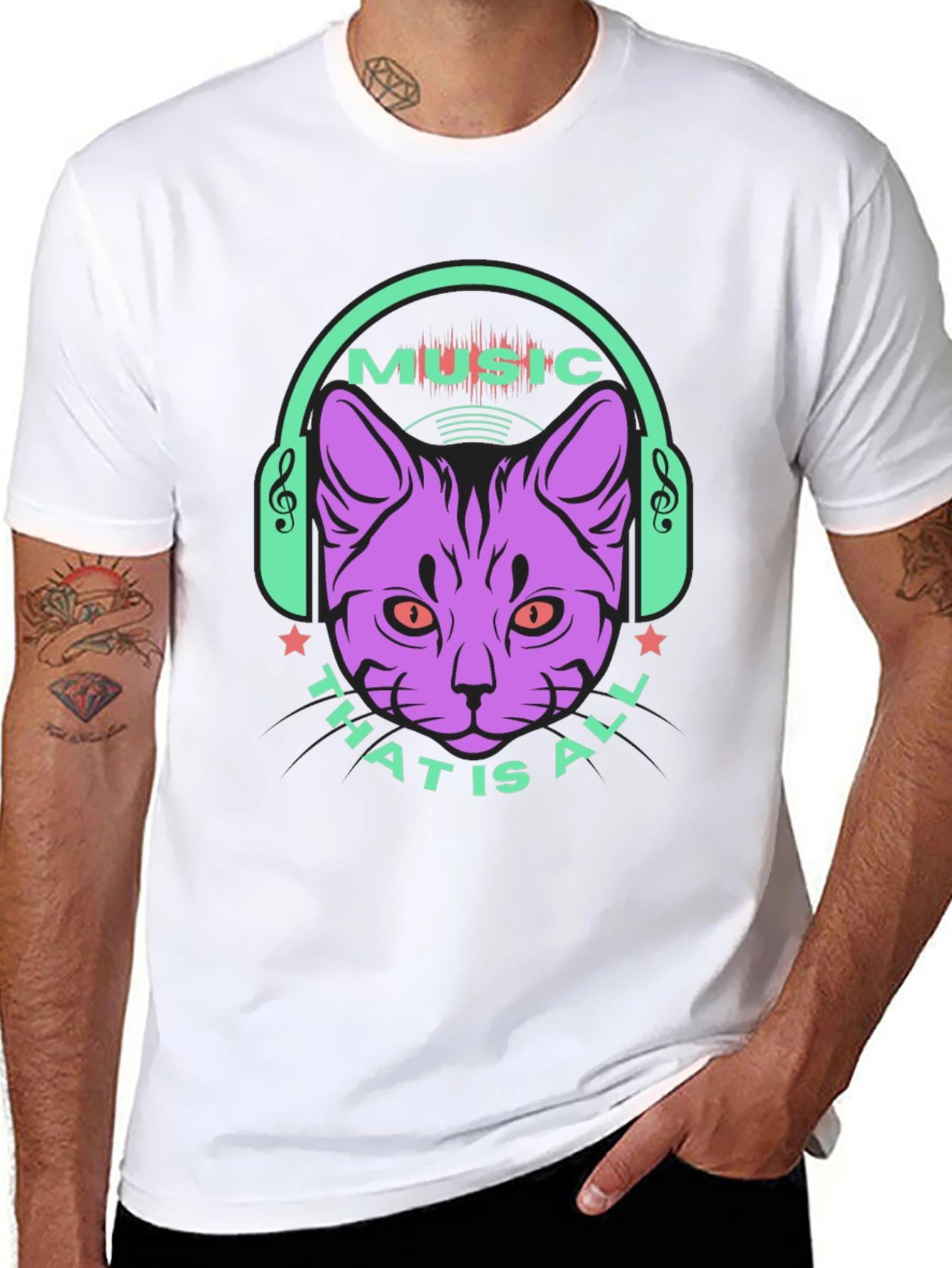 Music Cat Graphic Tee - Stylish Casual Wear
