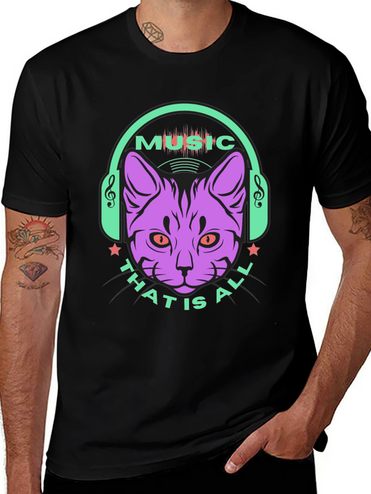 Music Cat Graphic Tee - Stylish Casual Wear
