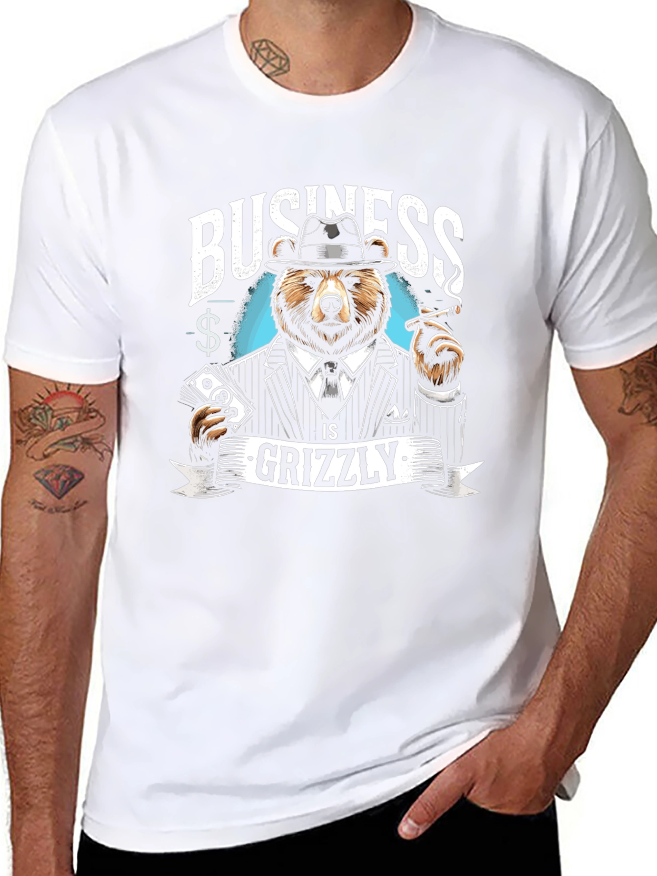 Business Grizzly T-Shirt - Cool Bear Design