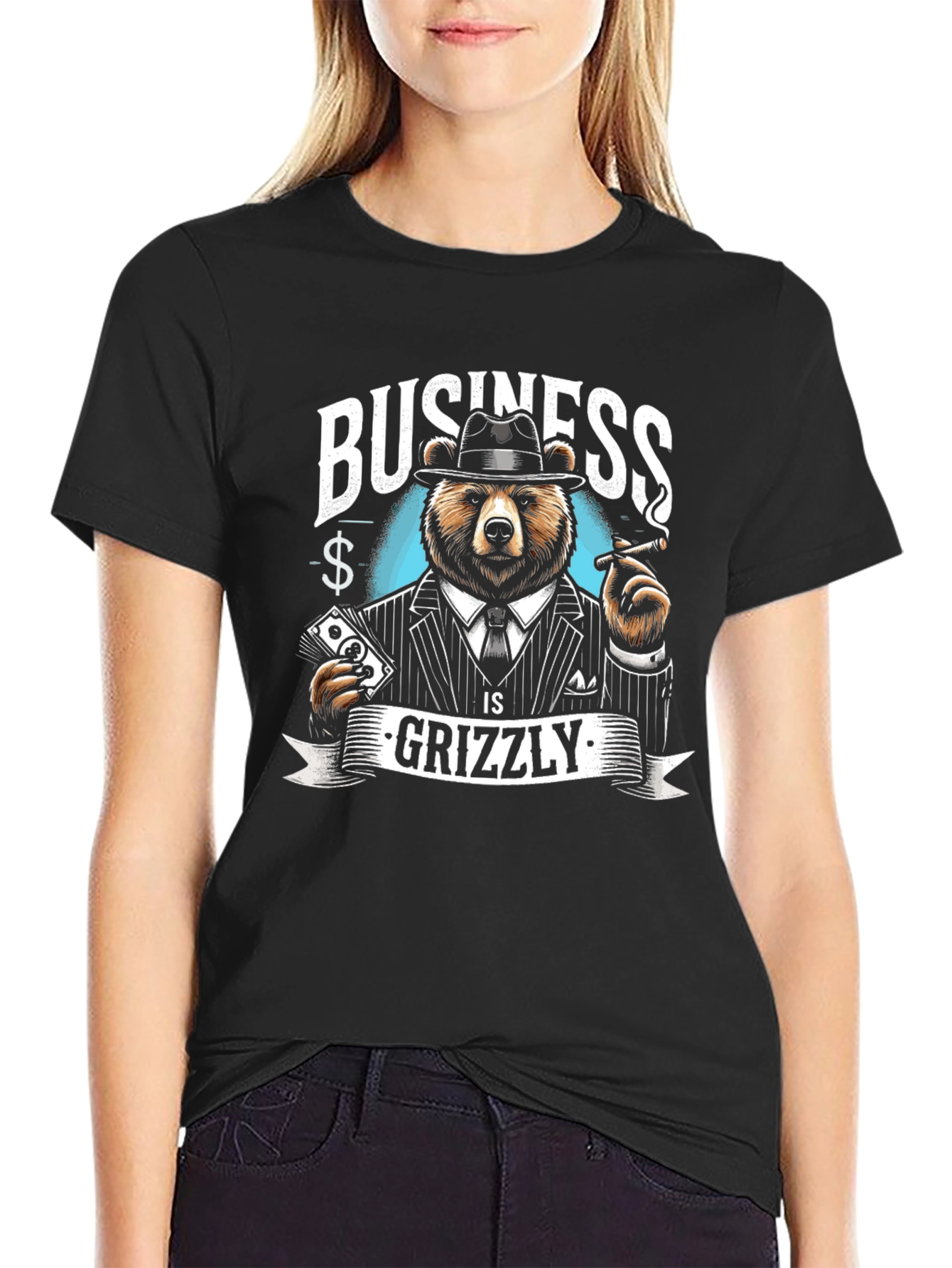 Business Grizzly T-Shirt - Cool Bear Design