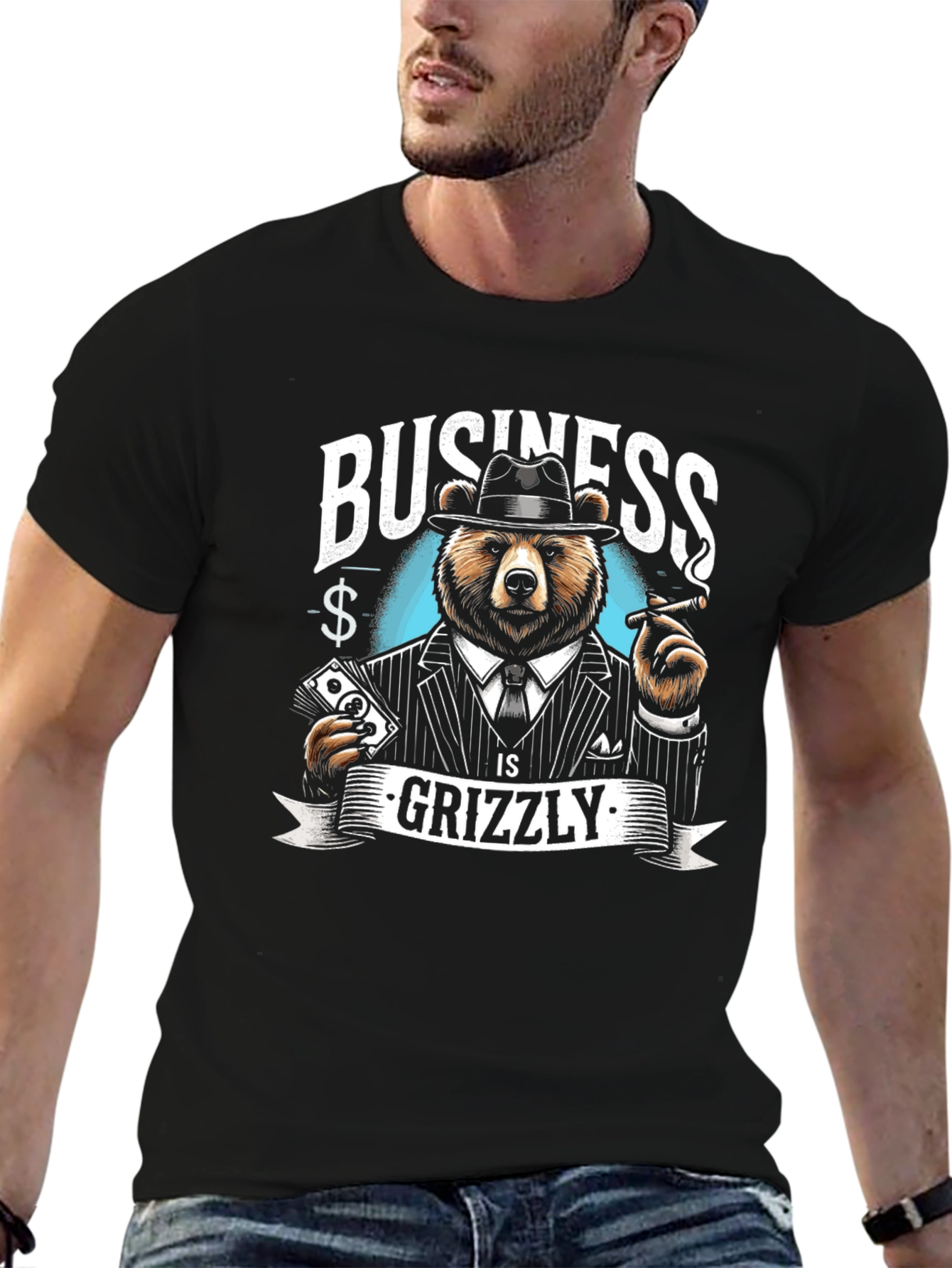 Business Grizzly T-Shirt - Cool Bear Design